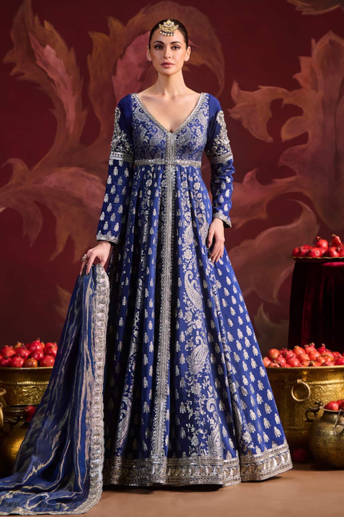 Lashkaraa Embroidered Brocade Anarkali with Dupatta 