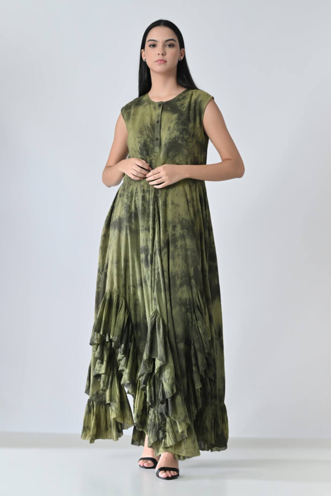 Samant Chauhan Olive Storm Dress 