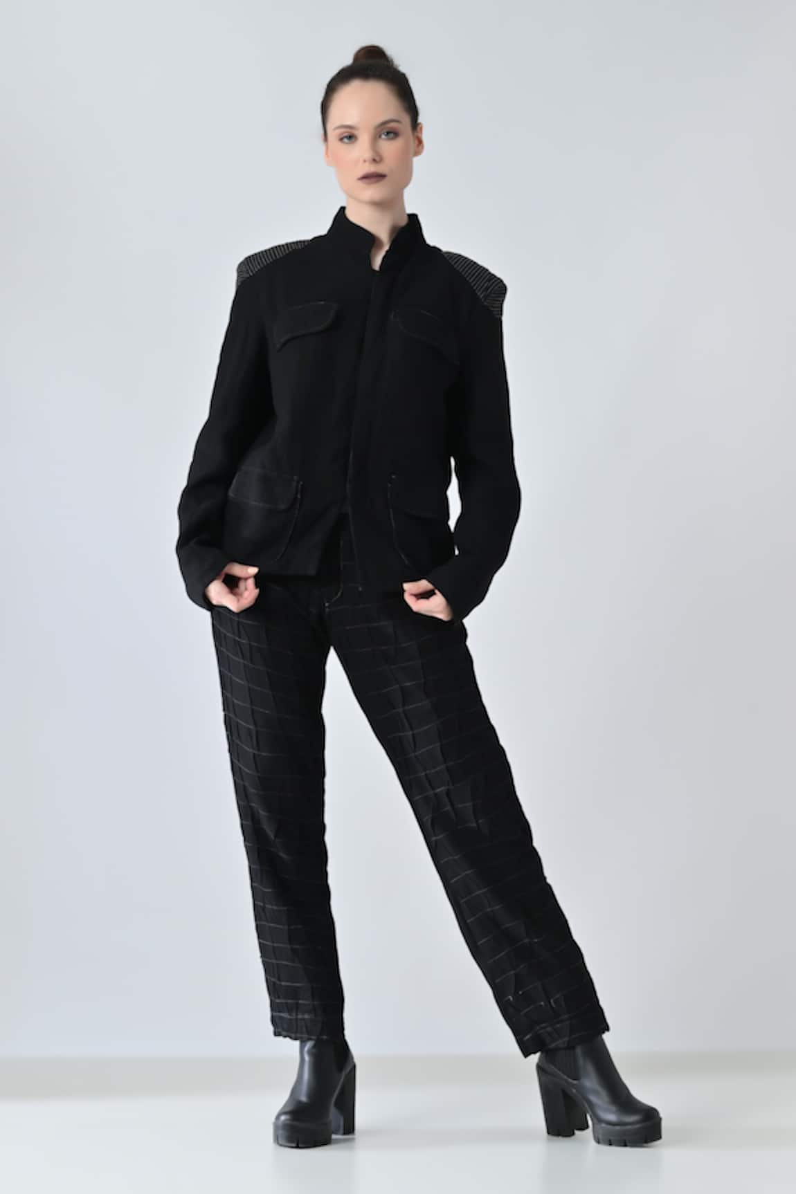 Samant Chauhan Black Form Pant Co-ord Set 