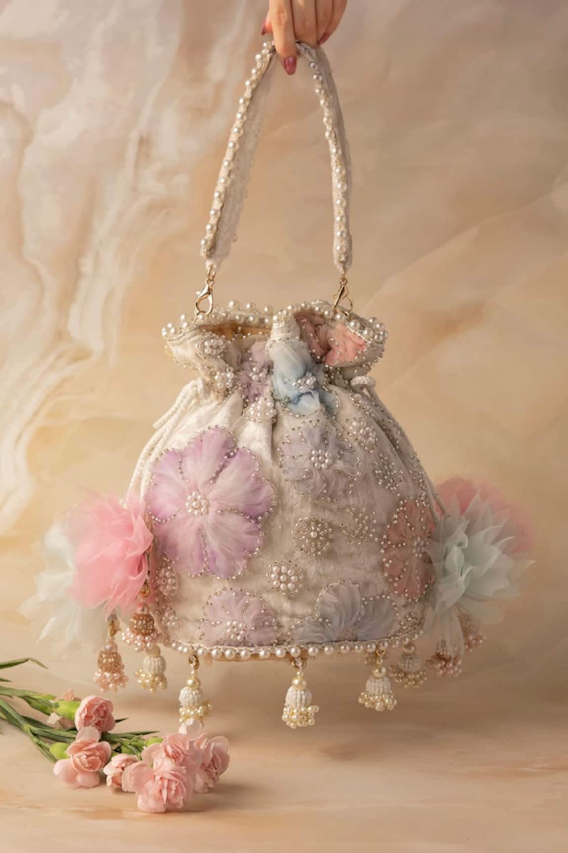 Bhavna Kumar Blush Pink Embroidered Potli Bag 