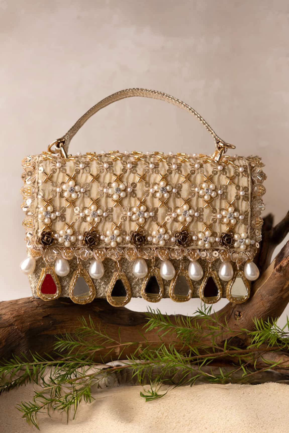 Bhavna Kumar Gold Embroidered Clutch Bag 