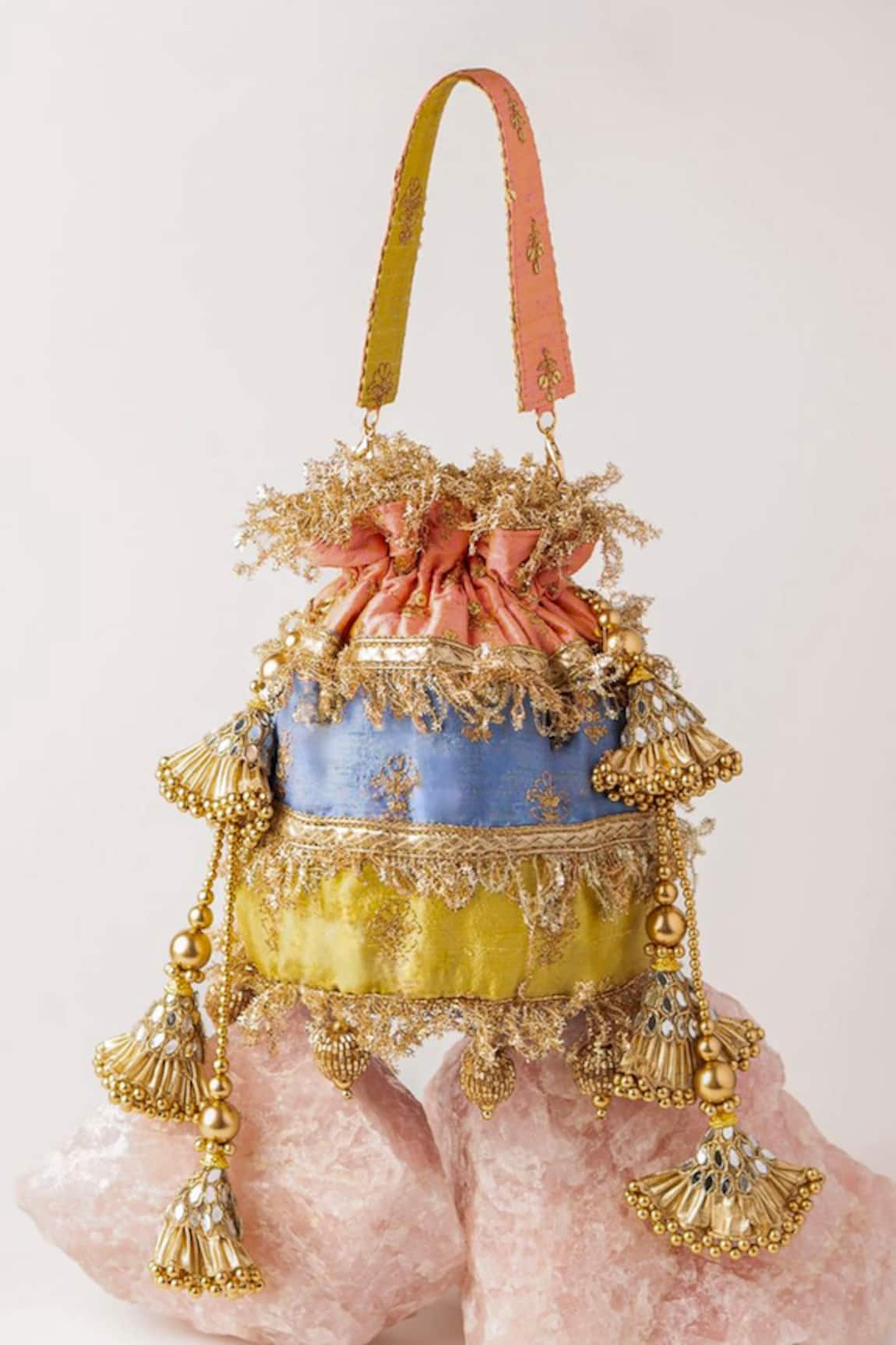 Bhavna Kumar Multicolor Embroidered Silk Potli Bag 