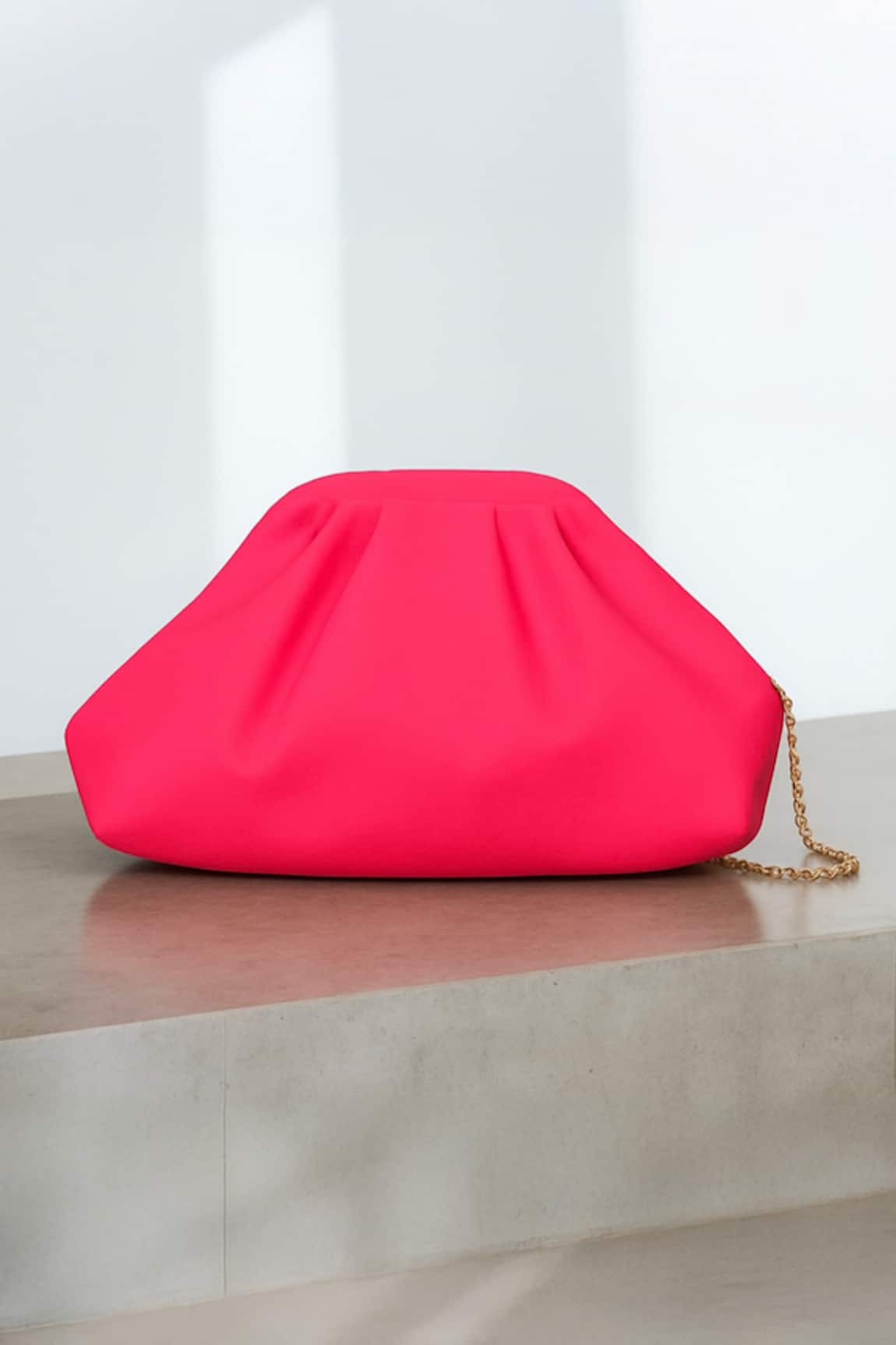 Bhavna Kumar Neon Pink Puff Clutch Bag 