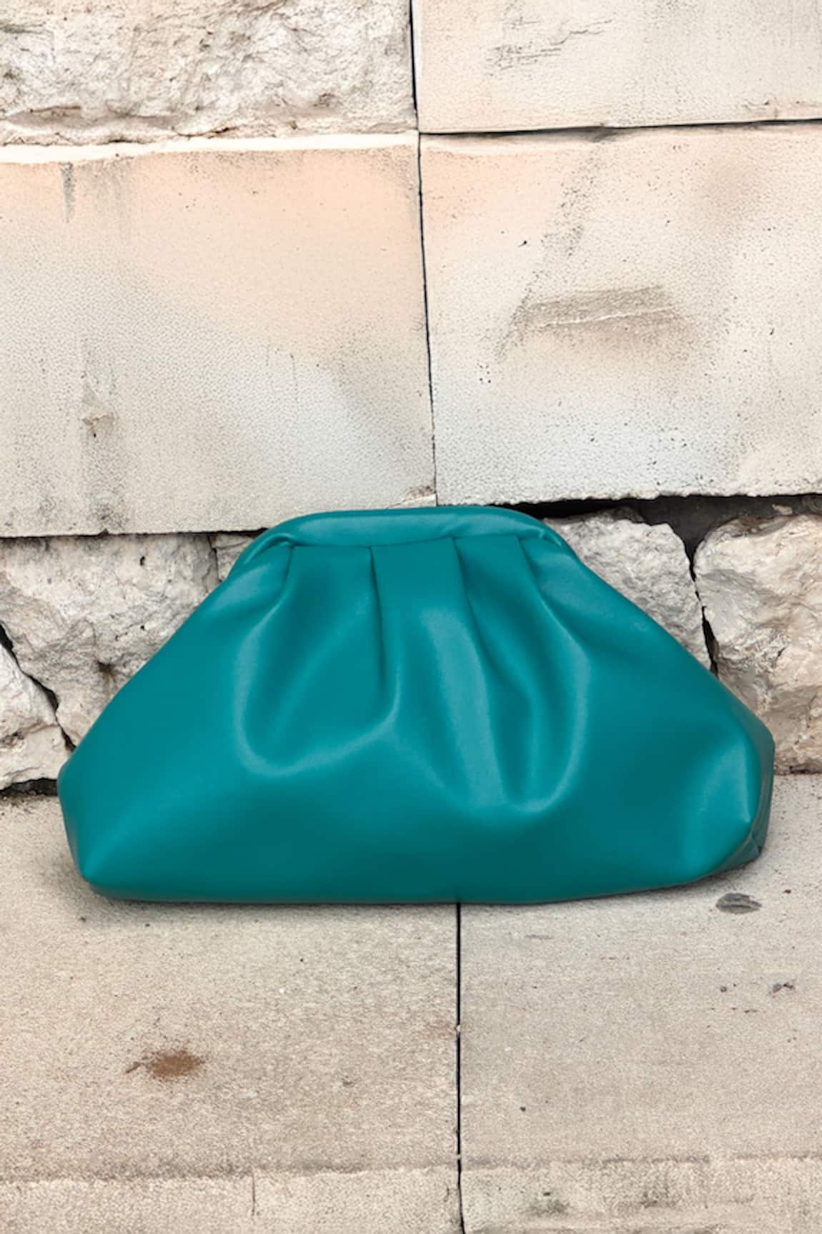 Bhavna Kumar Teal Blue Puff Clutch Bag 