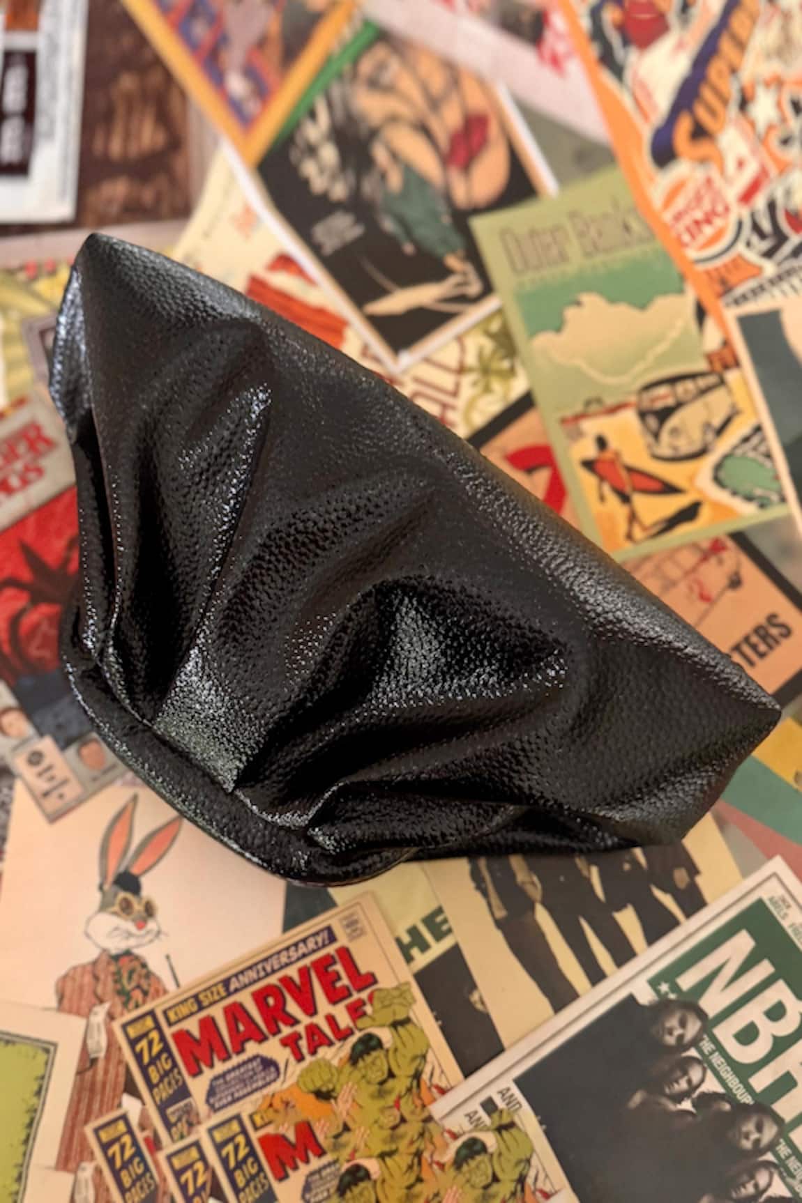 Bhavna Kumar Black Vegan Leather Puff Clutch 