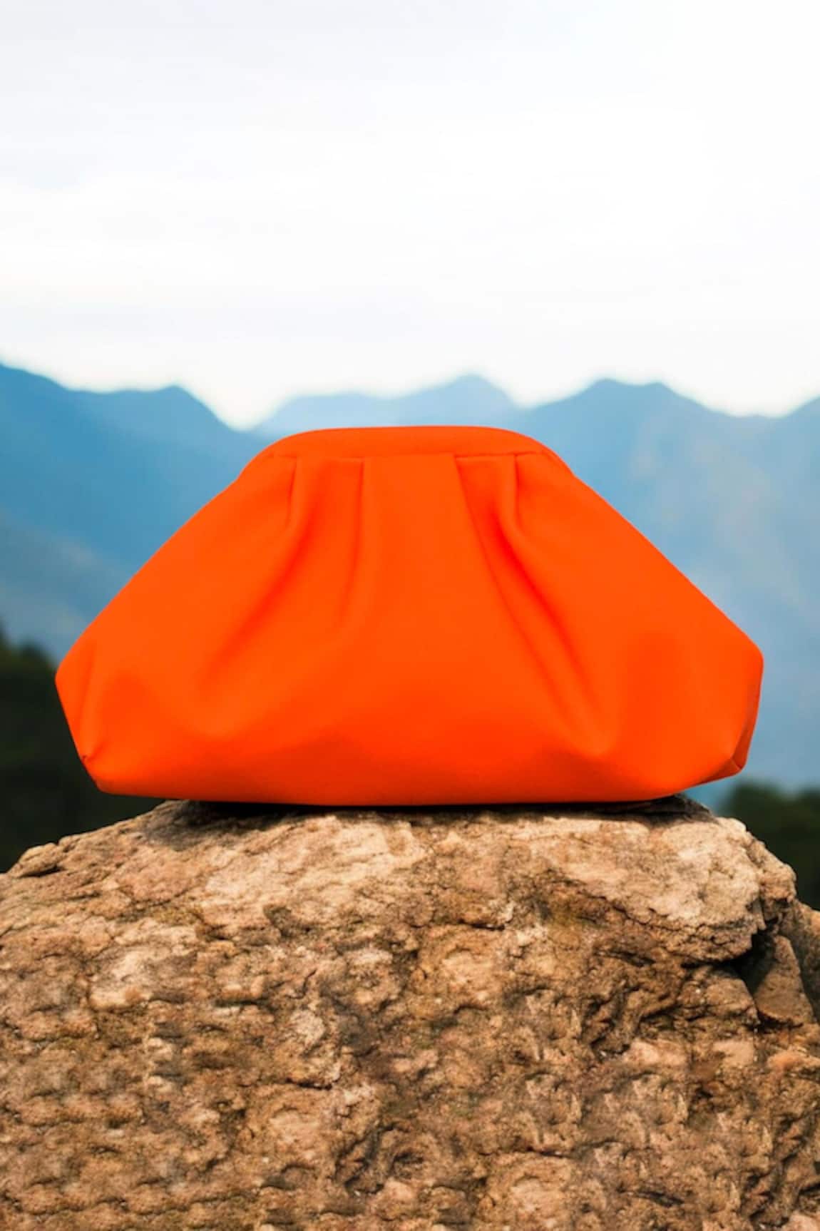 Bhavna Kumar Neon Orange Puff Clutch Bag 