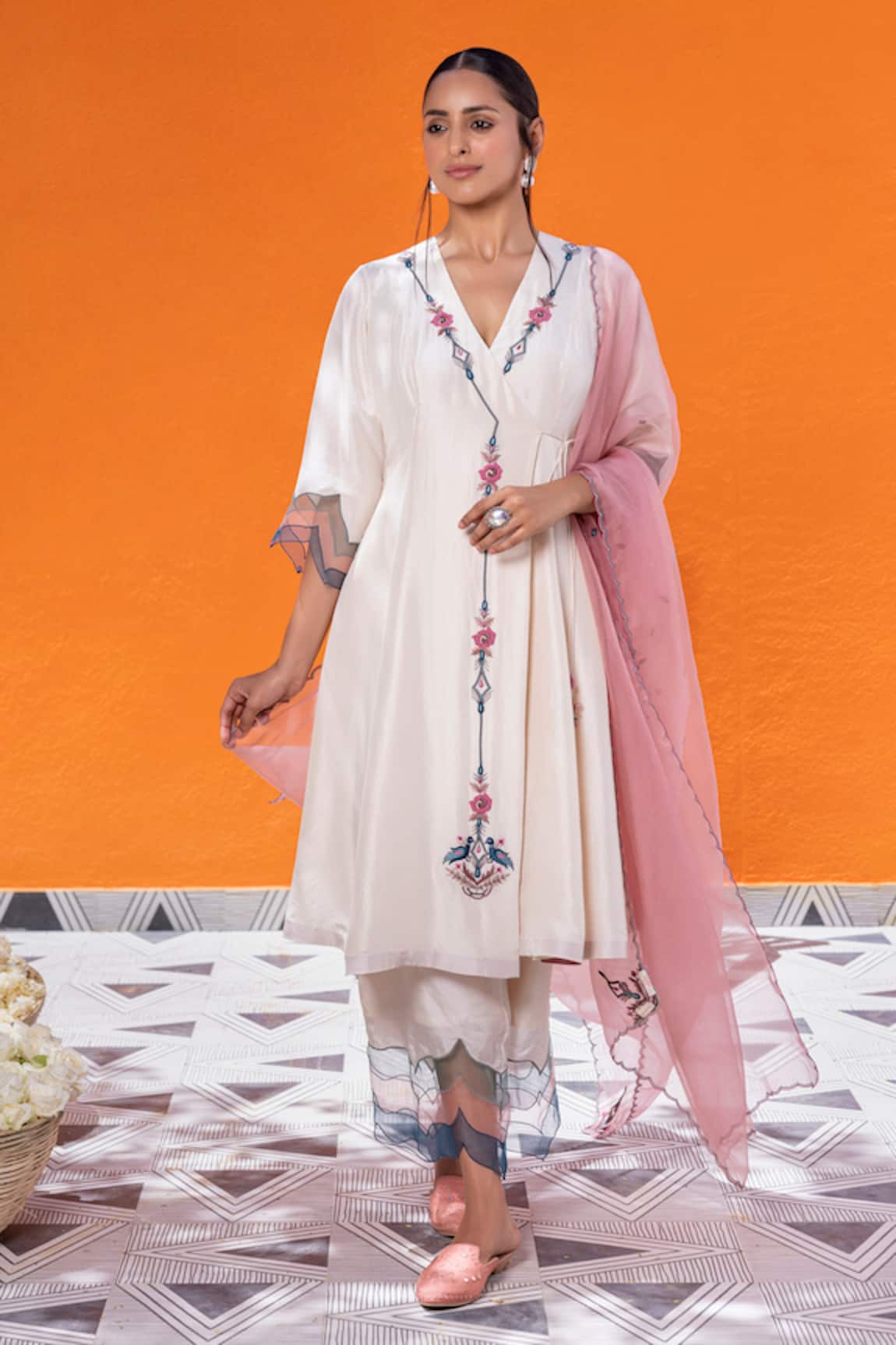 Janki India Ivory Angrakha Set 