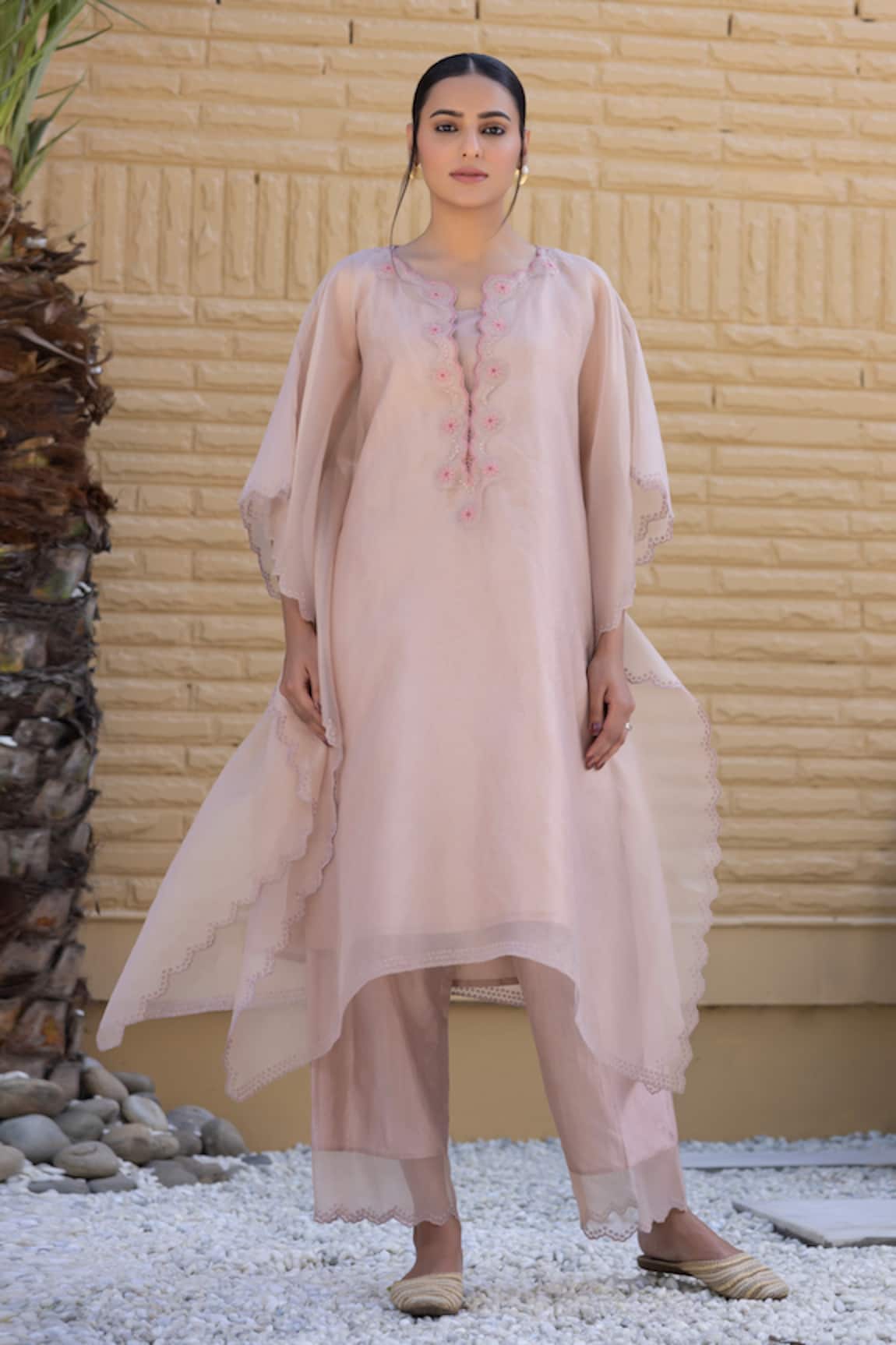 Janki India Peach Kaftan Set 