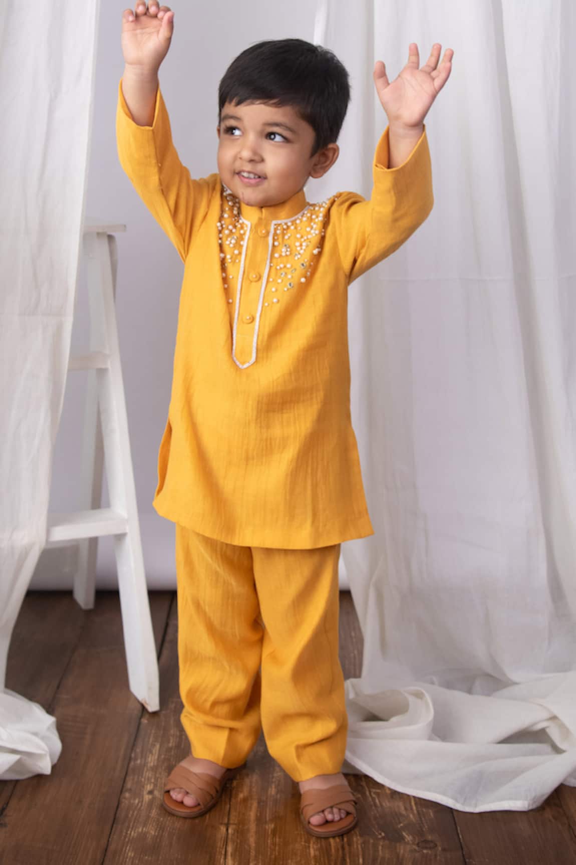 The Right Cut Sunshine Pearl Chanderi Kurta Set 