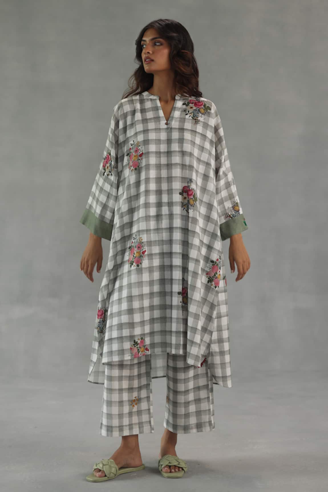 Roza Florentine Checkered Print Kurta & Pant Set 