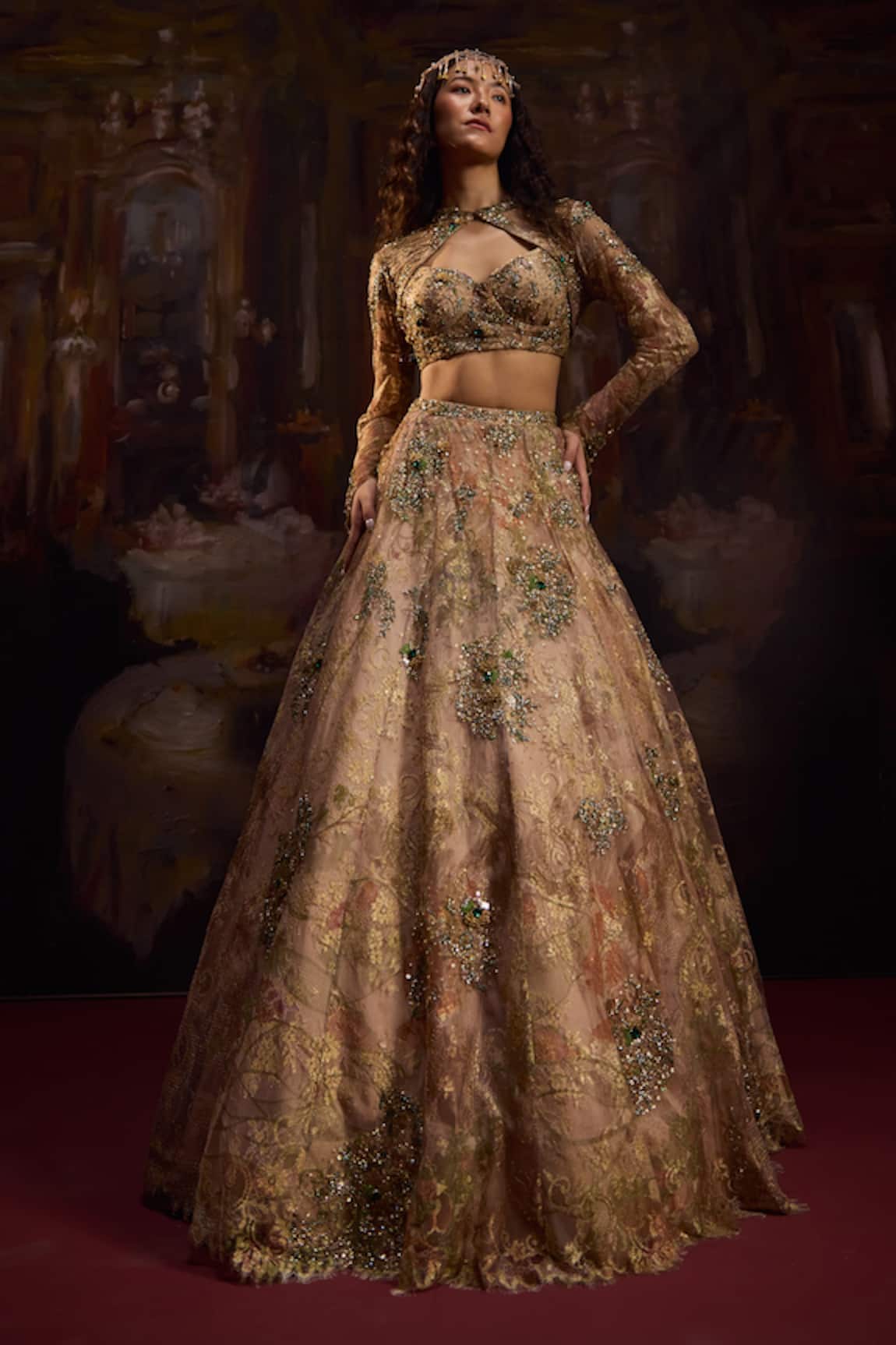 Falsa Hand Embroidered Jacket & Lehenga Set 