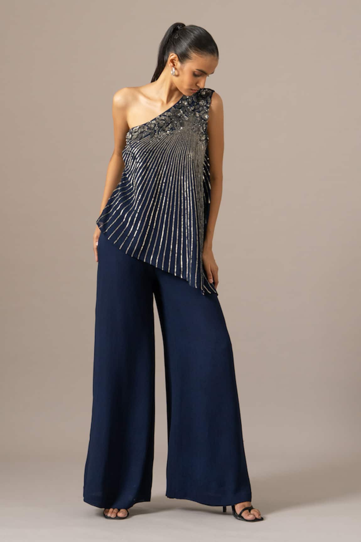 Namrata Joshipura Baroque One Shoulder Jumpsuit 