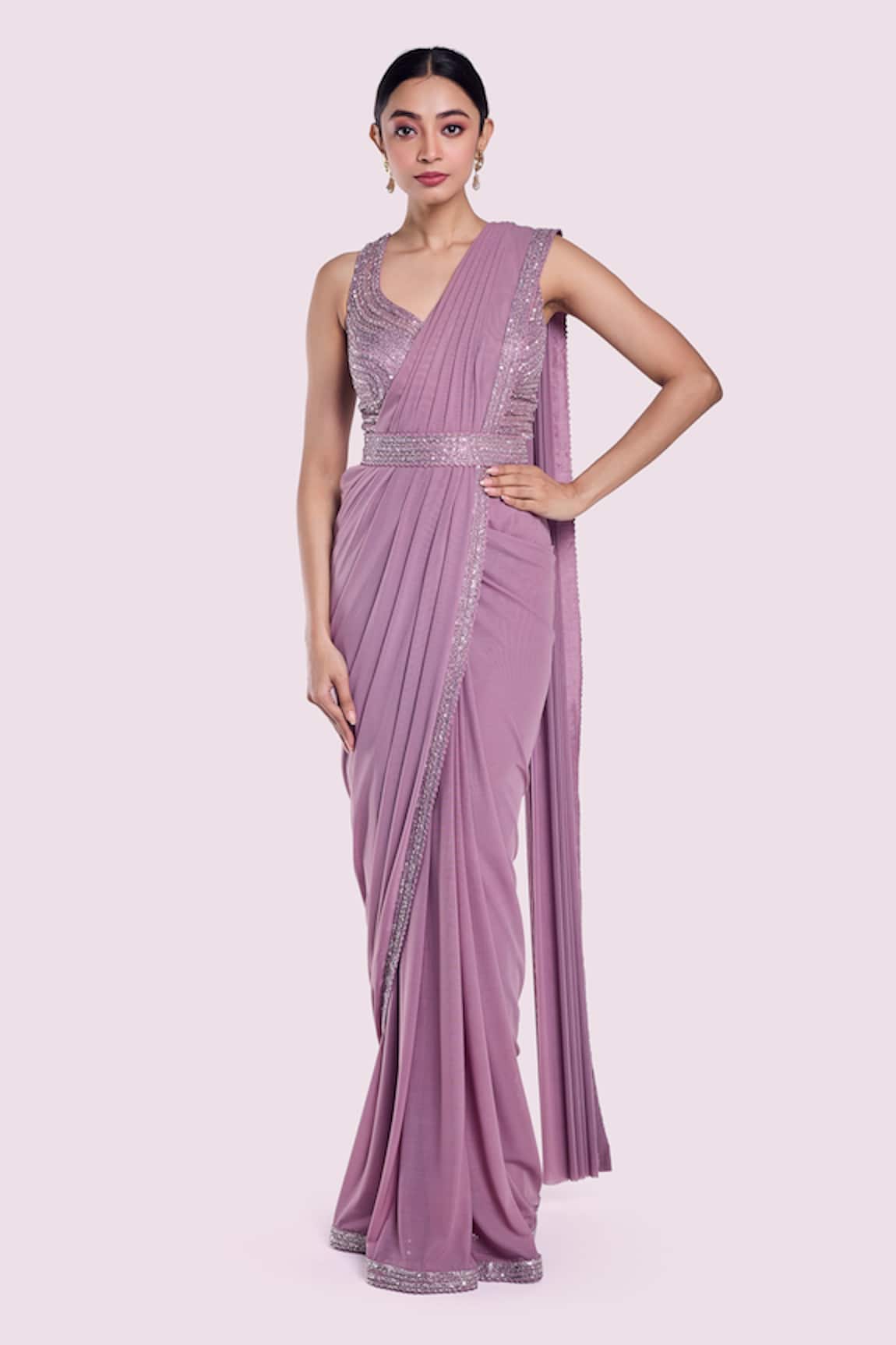 Onaya Pre-Draped Saree & Embellished Blouse Set 