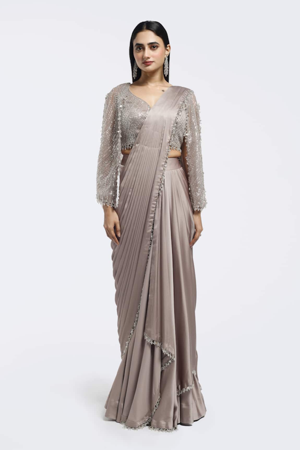 Onaya Pre-Draped Saree & Embellished Blouse Set 