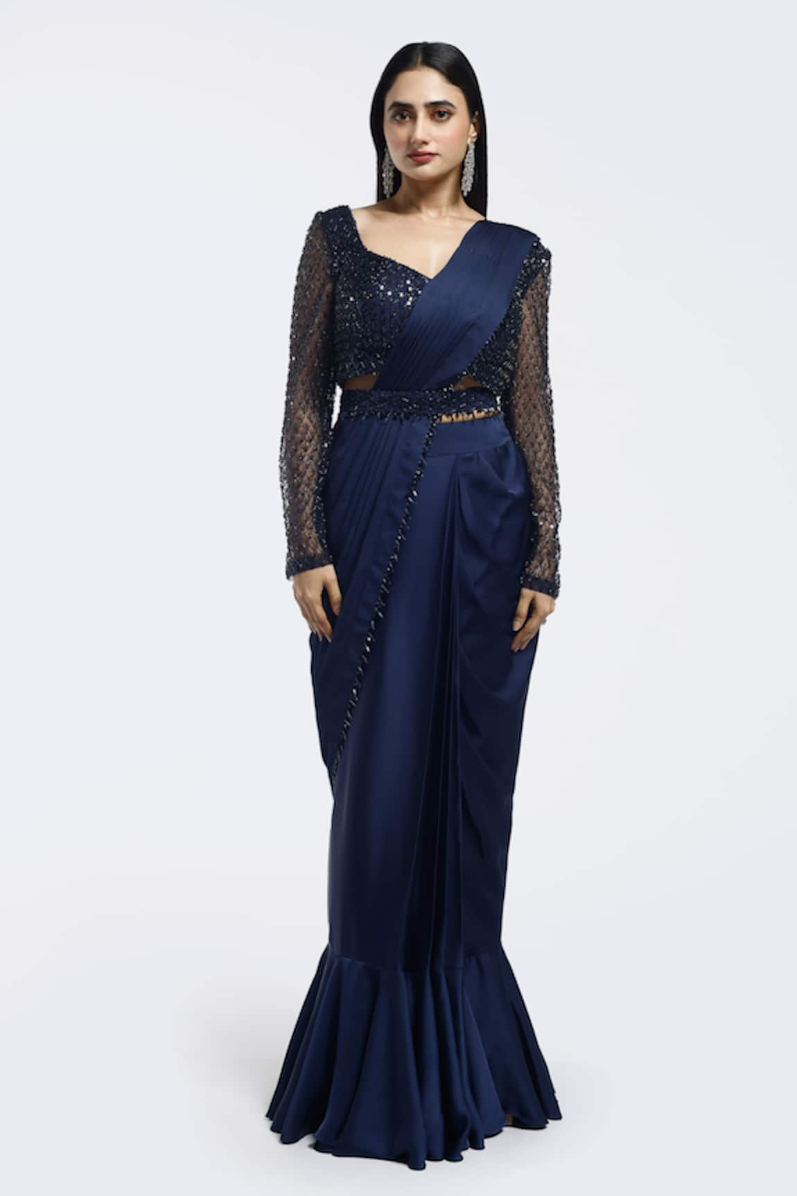 Onaya Pre-Draped Saree & Embellished Blouse Set 