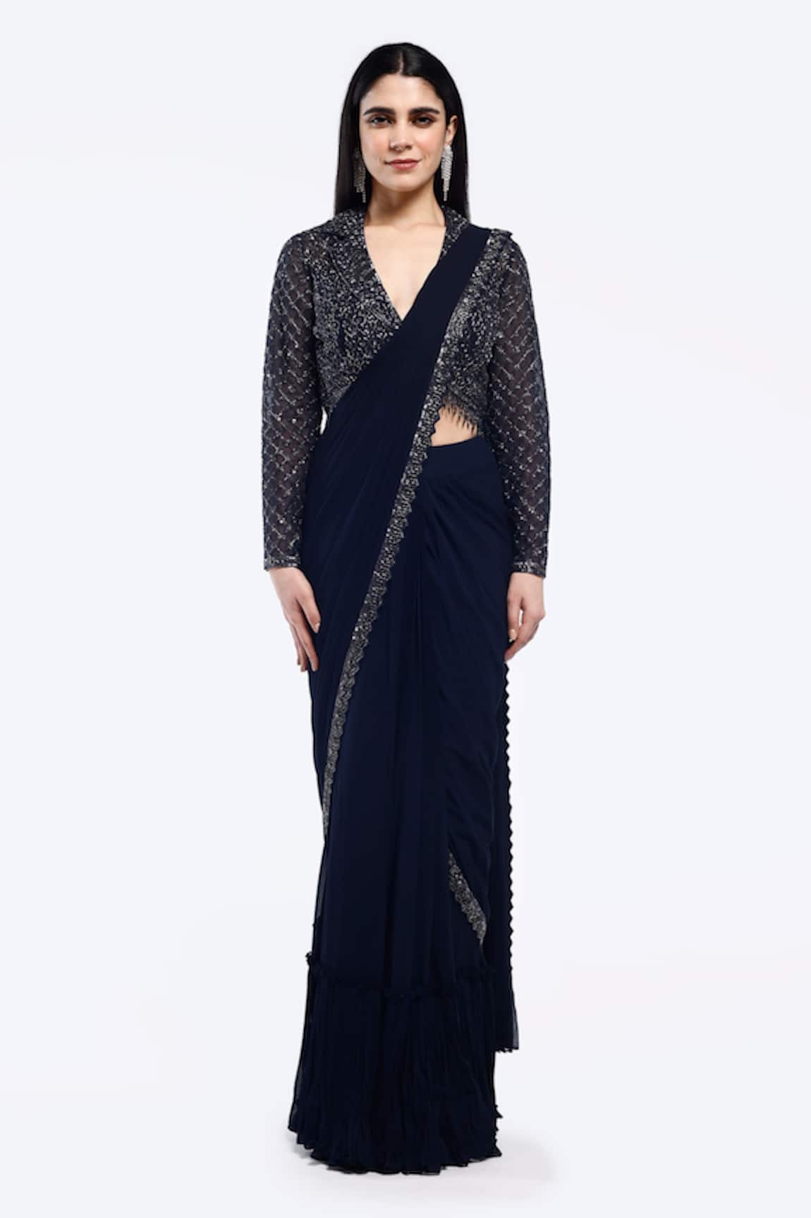 Onaya Pre-Draped Saree & Embellished Jacket Set 