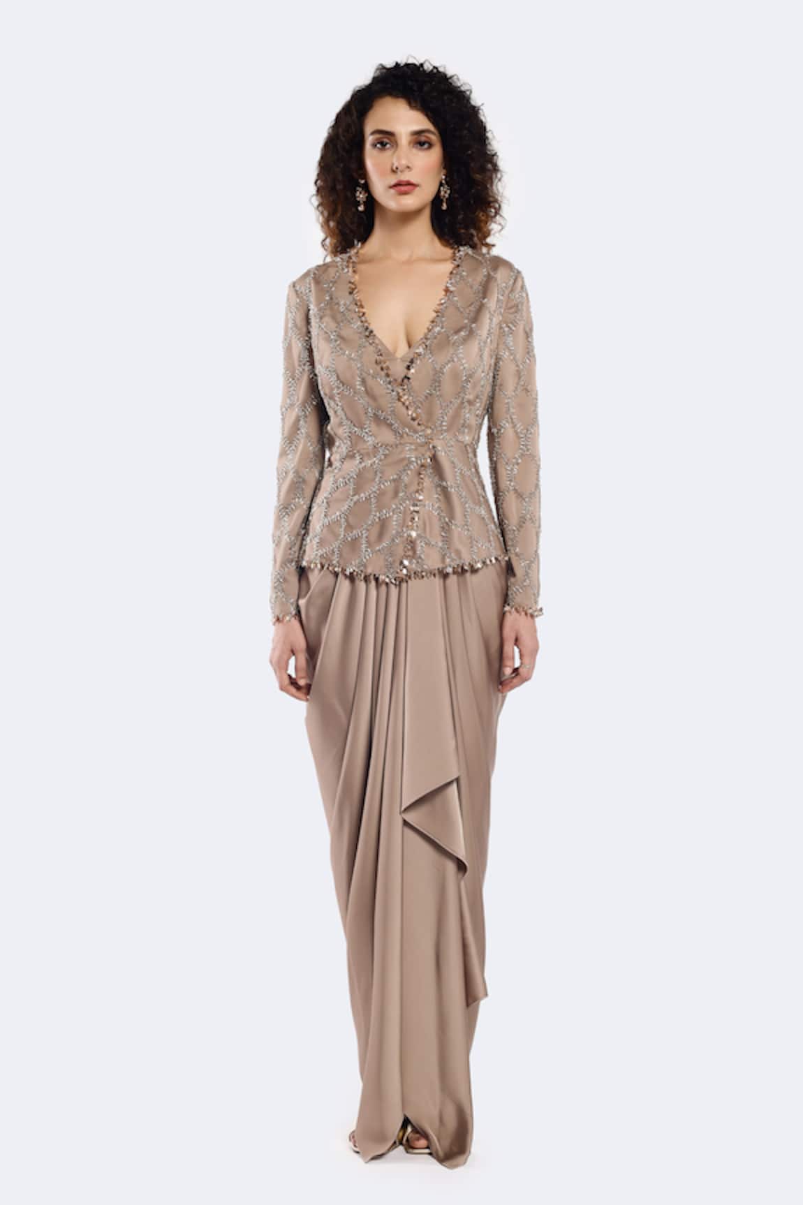 Onaya Embellished Jacket & Skirt Set 