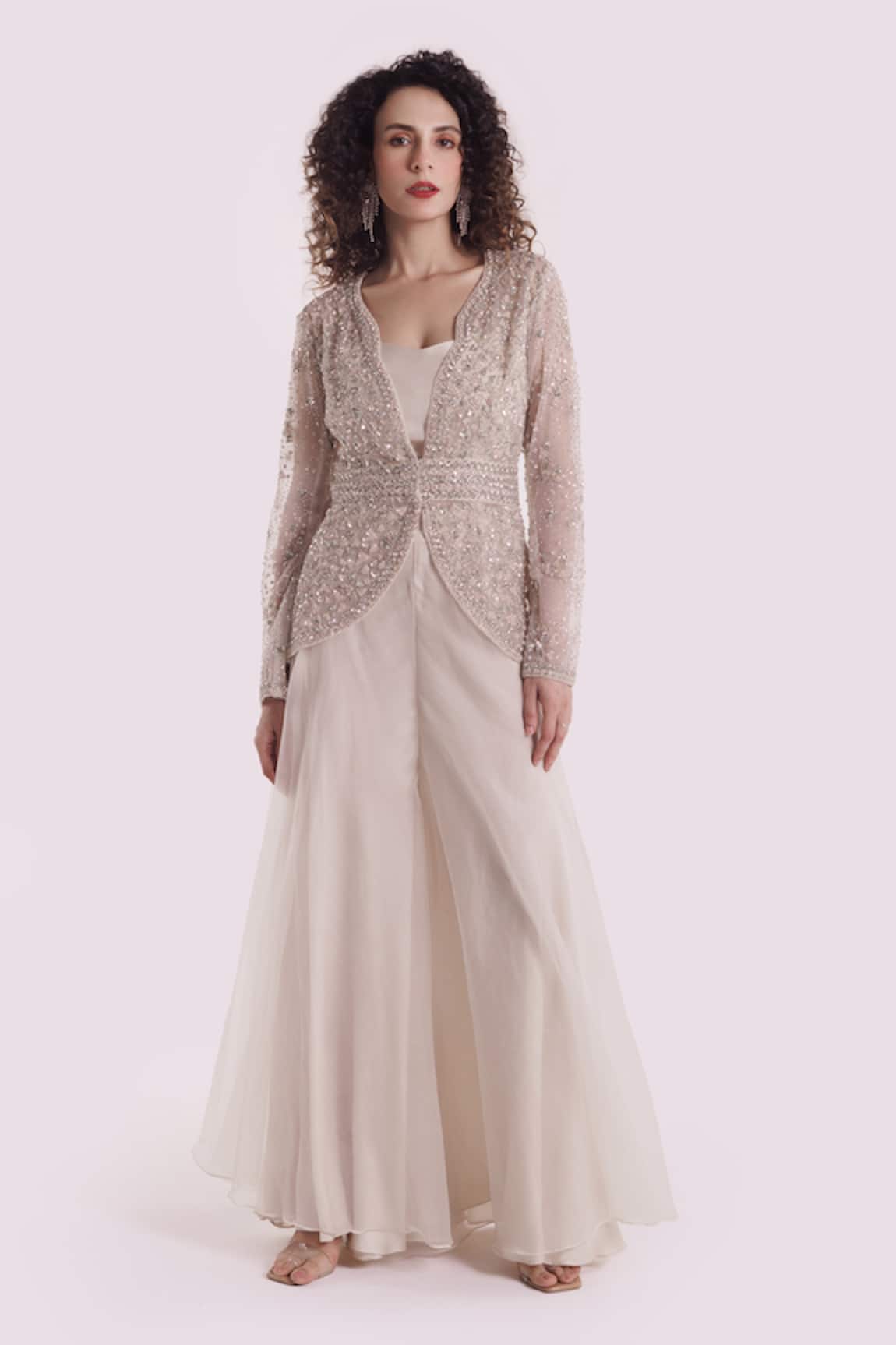 Onaya Embroidered Jacket & Wide Legged Pant Set 