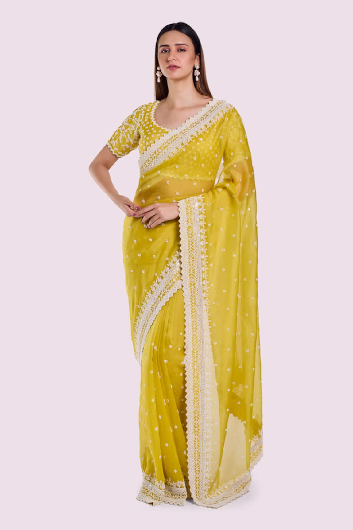 Onaya Organza Saree & Embroidered Blouse Set 