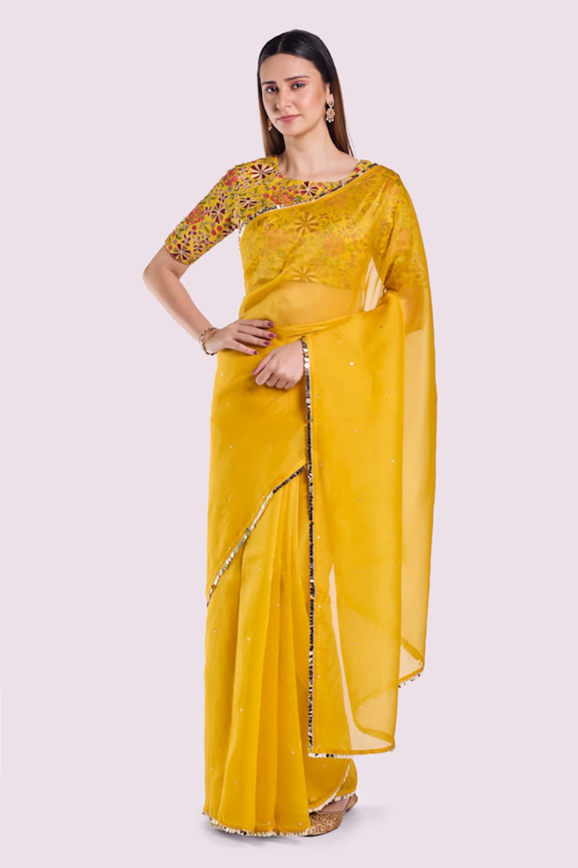 Onaya Organza Saree & Embroidered Blouse Set 