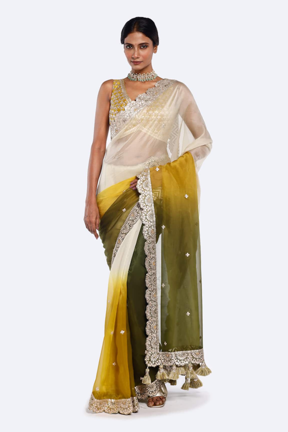 Onaya Organza Saree & Embellished Blouse Set 