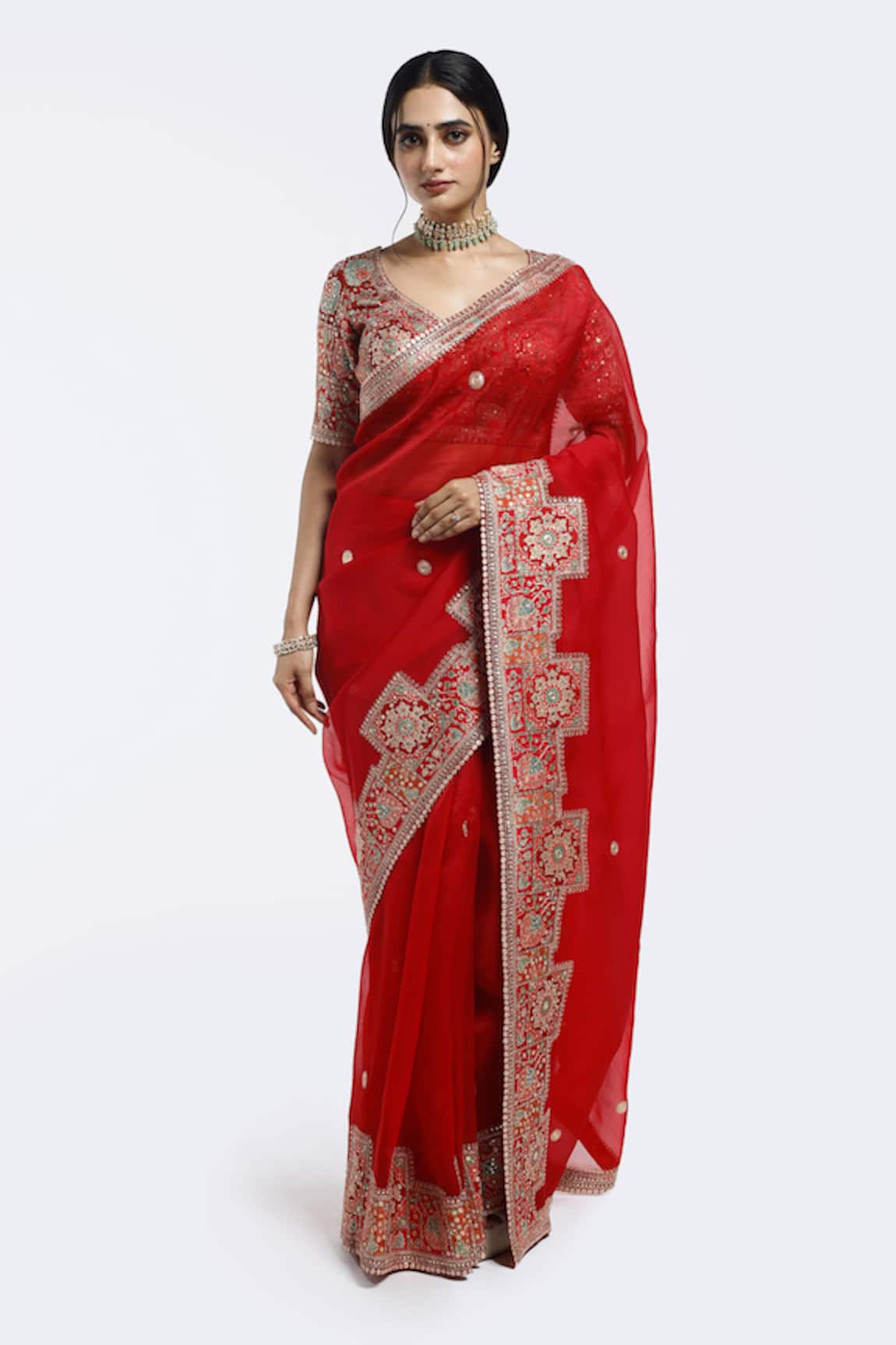 Onaya Embellished Saree & Blouse Set 