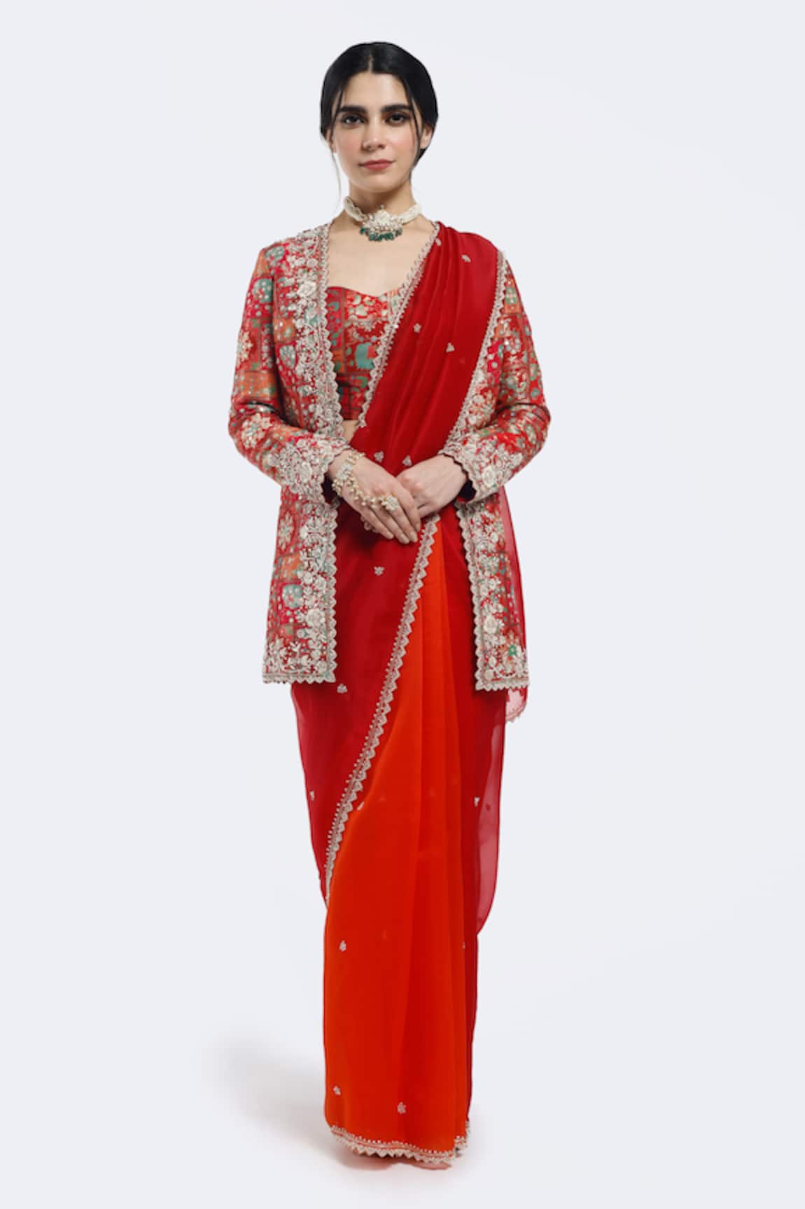 Onaya Embellished Jacket & Saree Set 