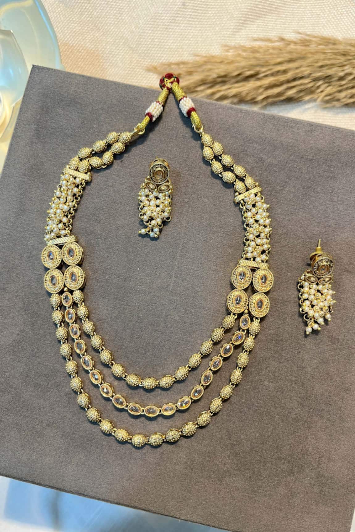 Prestones Gold Finish Layered Necklace Set 