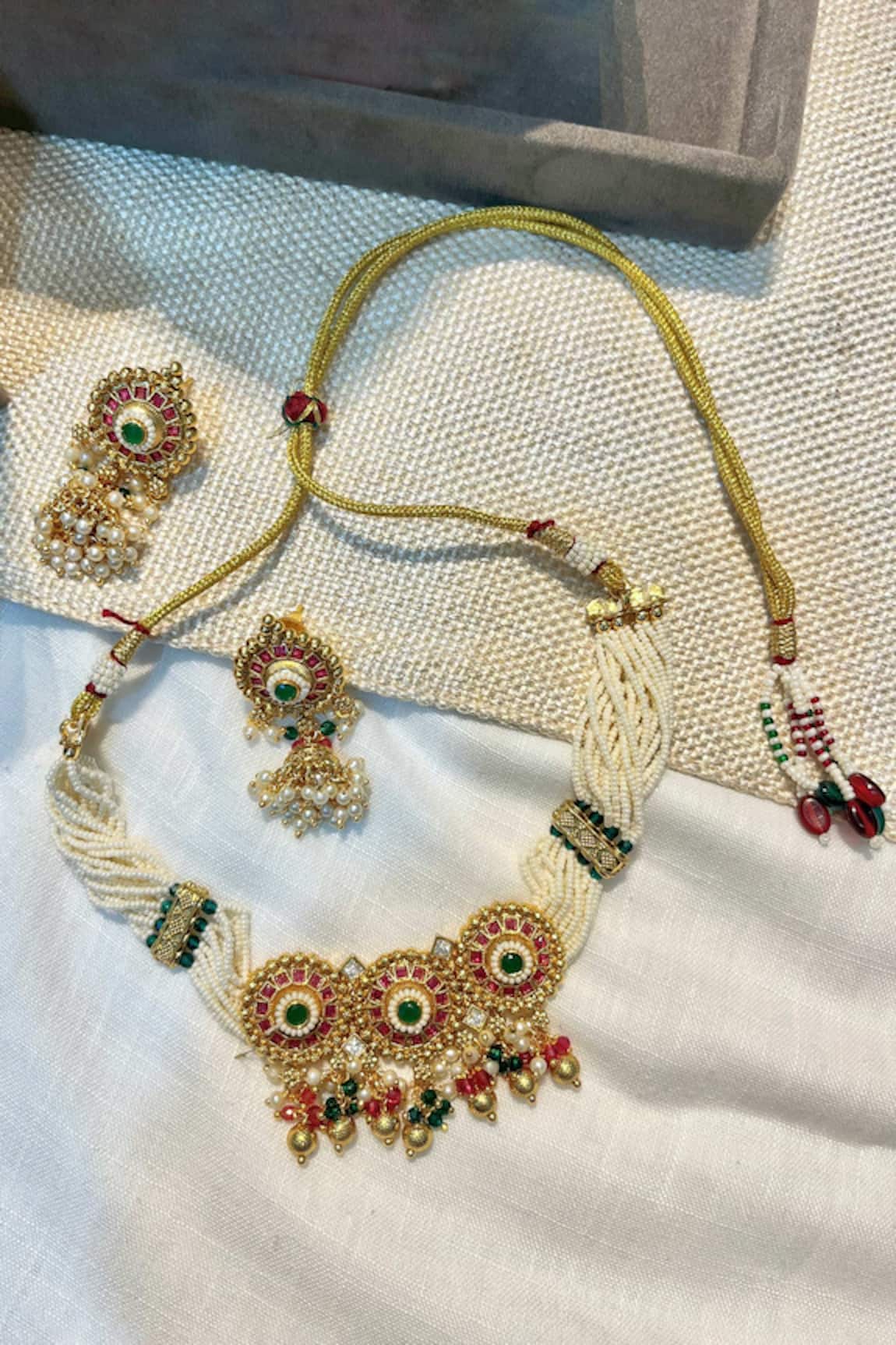 Prestones Multi Stone Motif Necklace Set 
