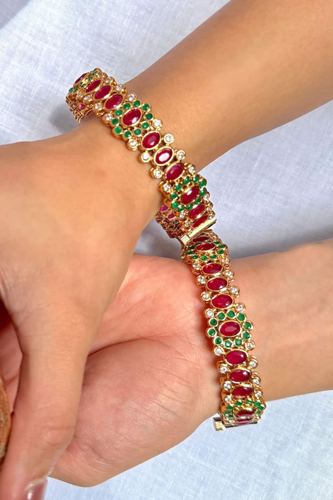Prestones Zircon Studded Temple Bangle Set 