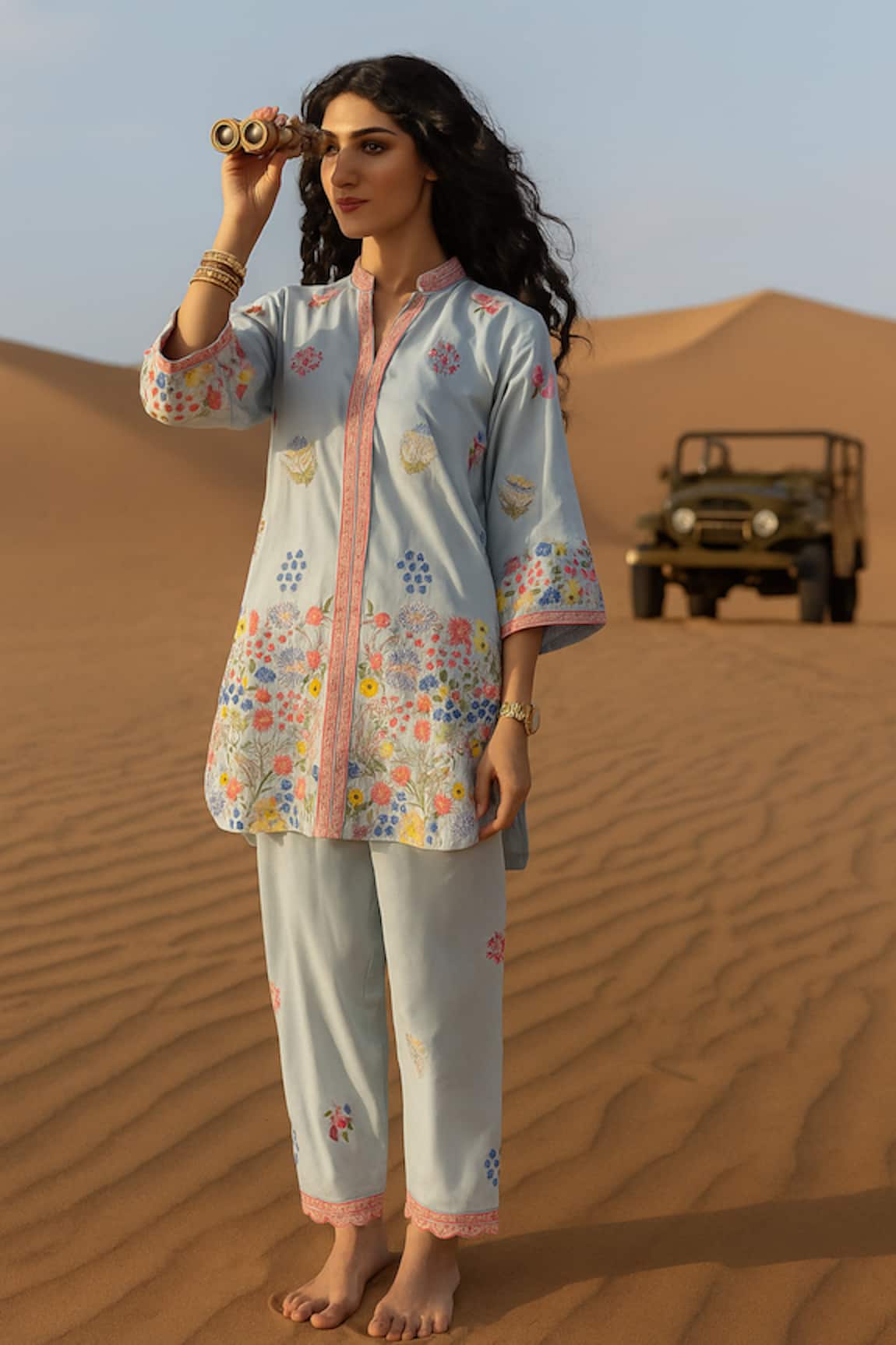 Samatvam By Anjali Bhaskar Gulrang Embroidered Tunic With Pant 
