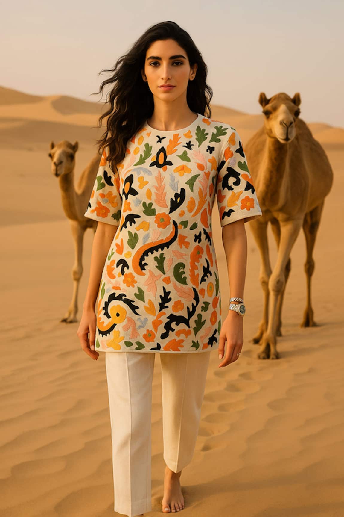 Samatvam By Anjali Bhaskar Khwaab Embroidered Tunic With Pant 