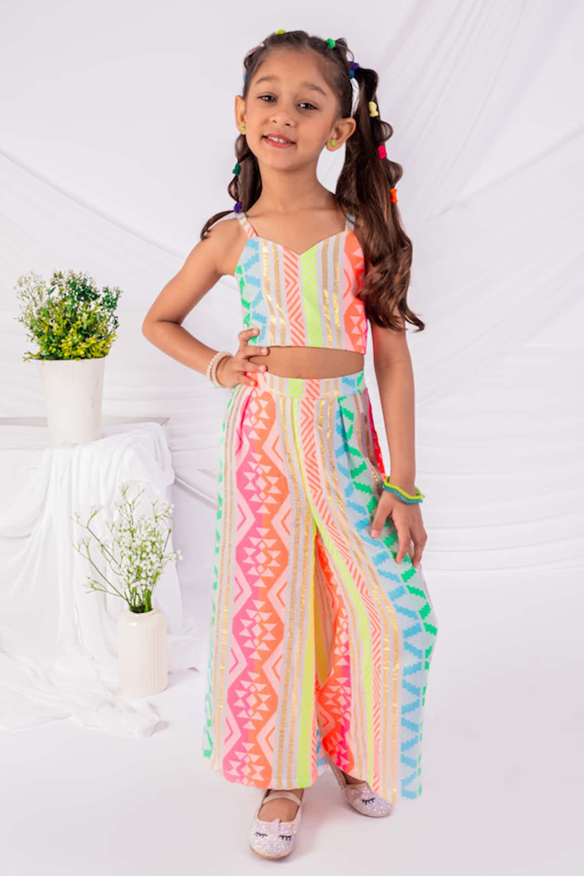Toplove Multicolor Pop Pant Set 