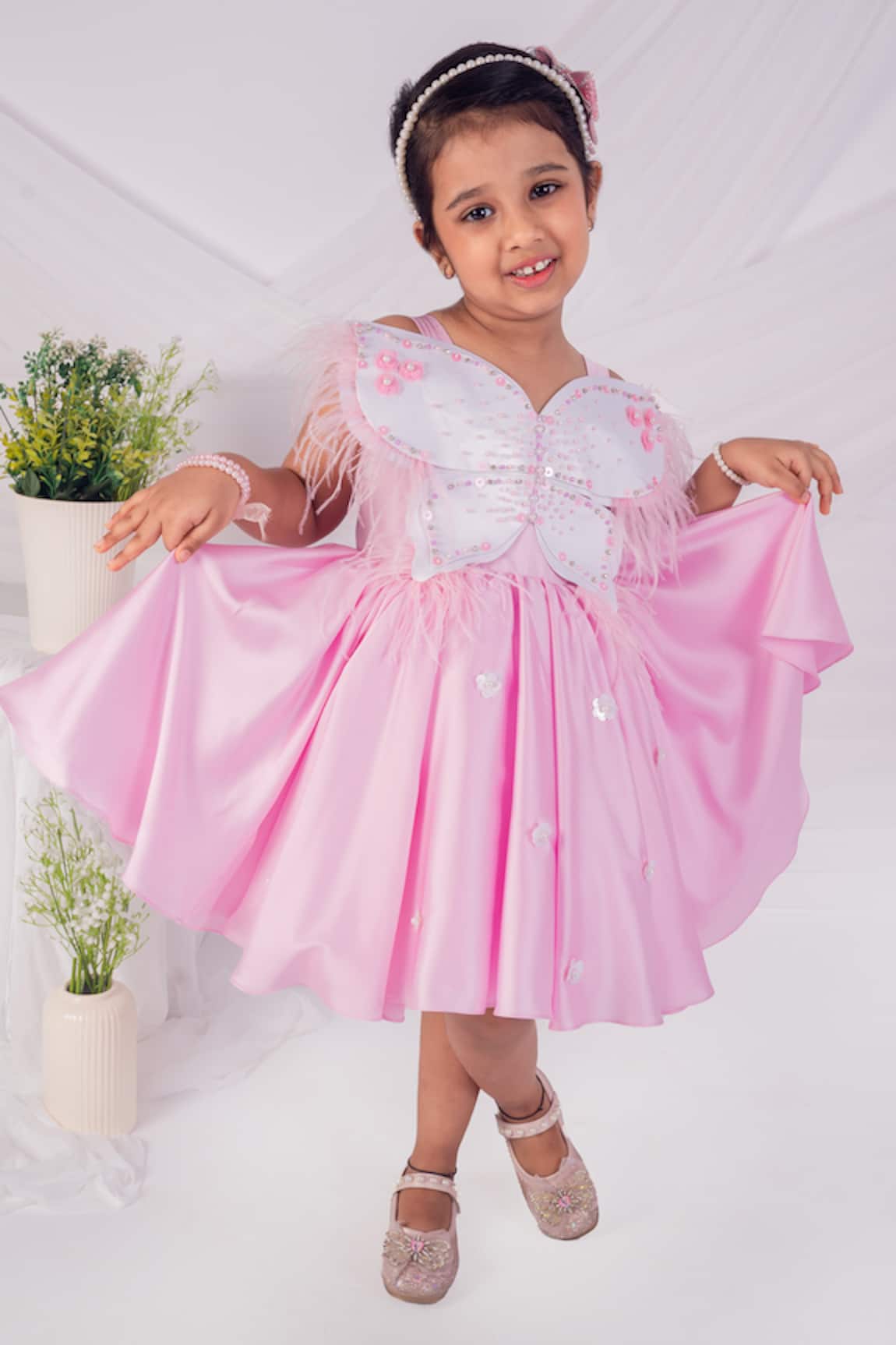 Toplove Pink Papillon Butterfly Dress 
