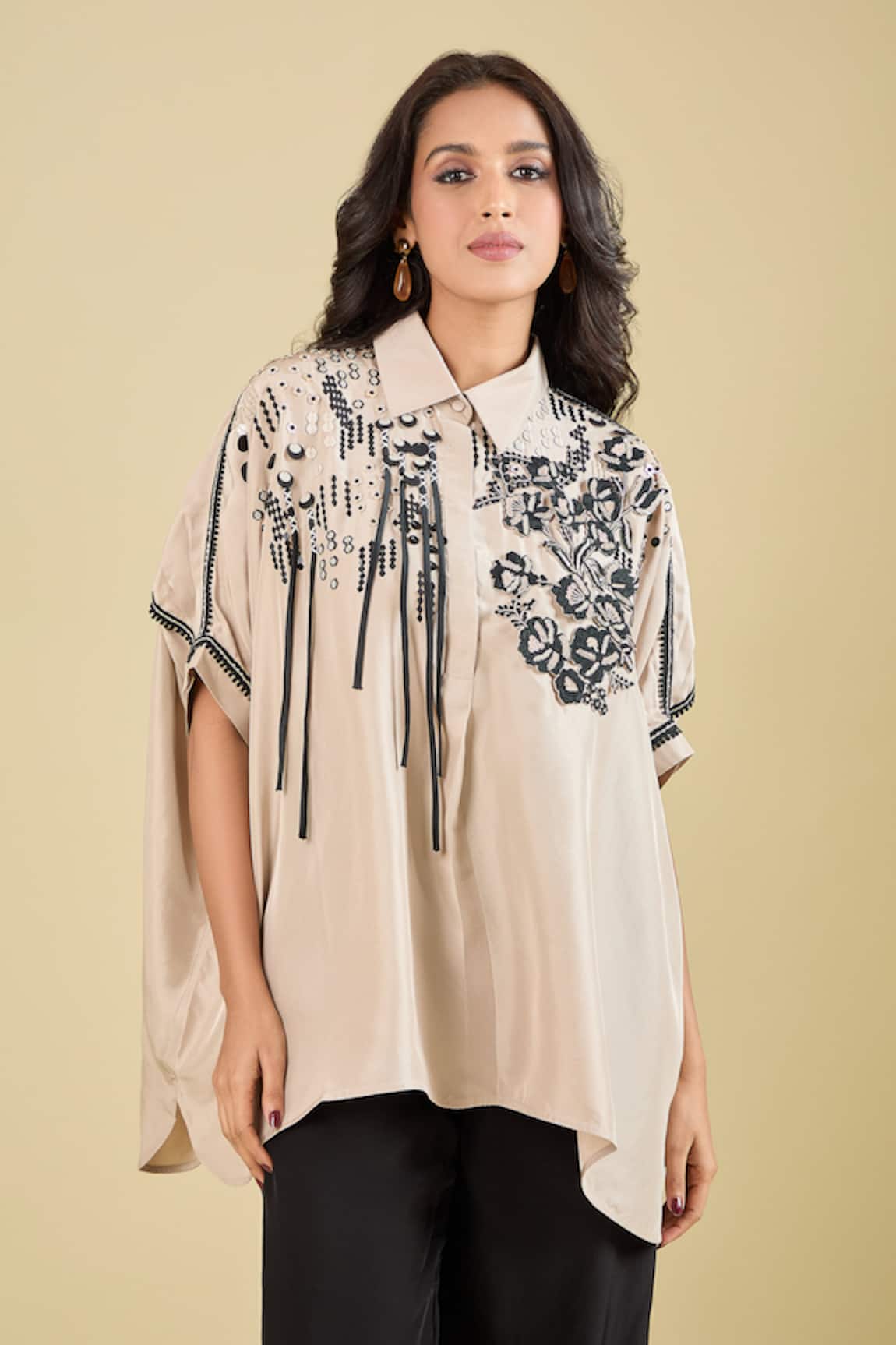 Pankaj & Nidhi Elsie Tassel Embroidered Shirt 