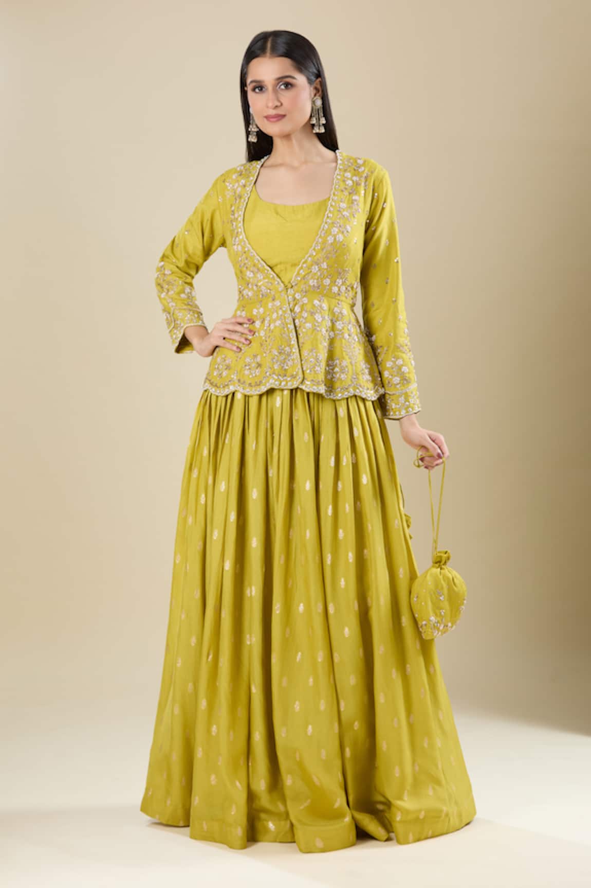 Matsya Embroidered Jacket Skirt Set 
