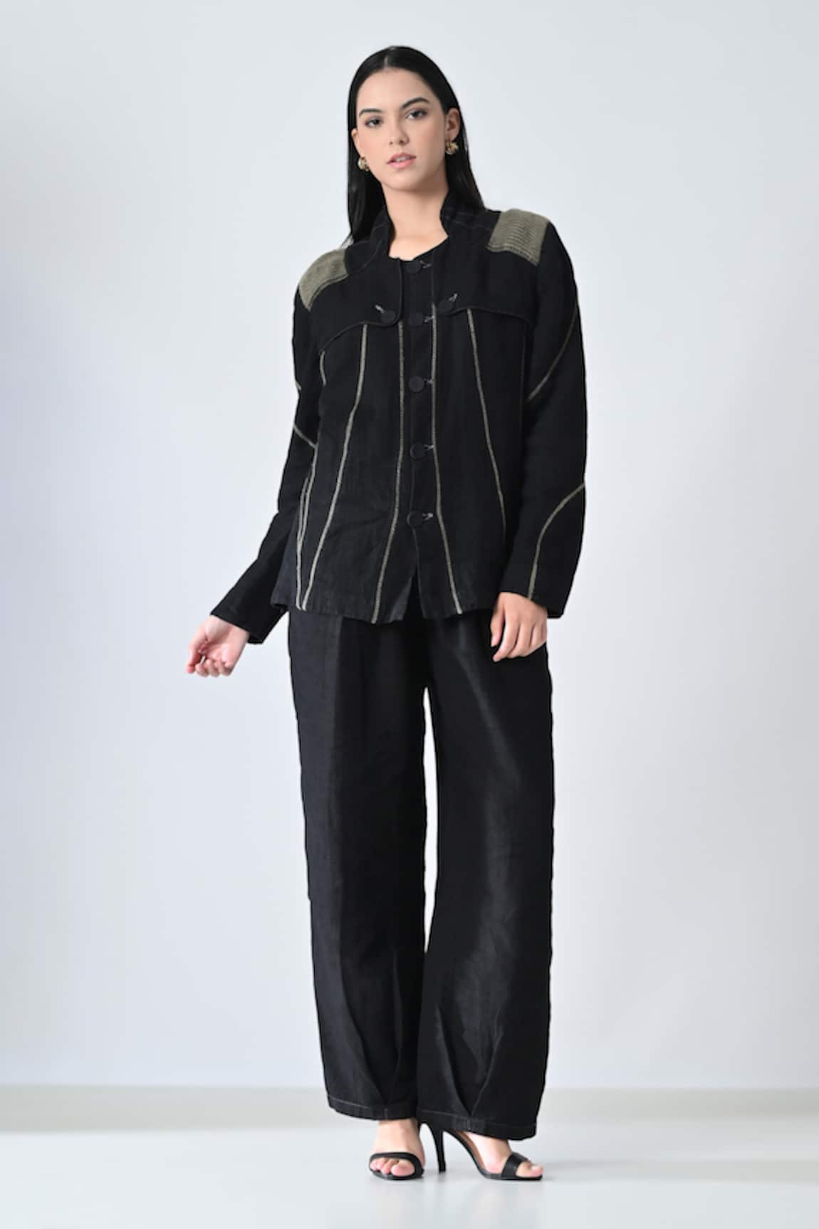 Samant Chauhan Charcoal Craft Pant Co-ord Set 