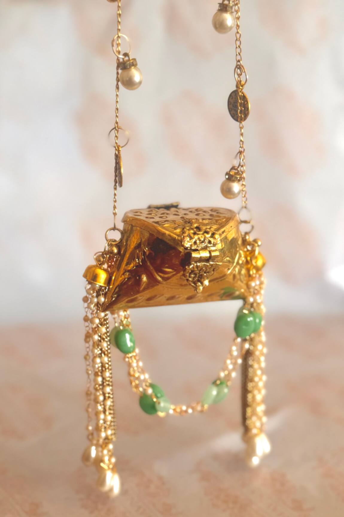 Bhavna Kumar Gold Pearl Tassel Micro Bag