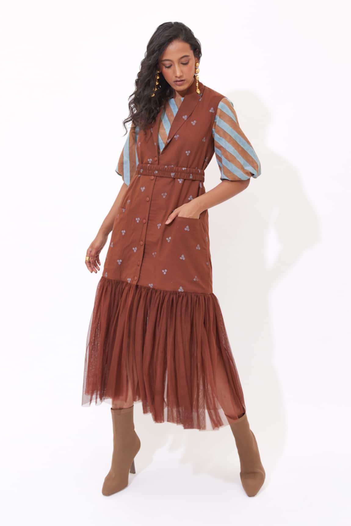 Aapro Aven Tulle Jacket Set Multi Colour Aven Tulle Jacket & Dress Set 