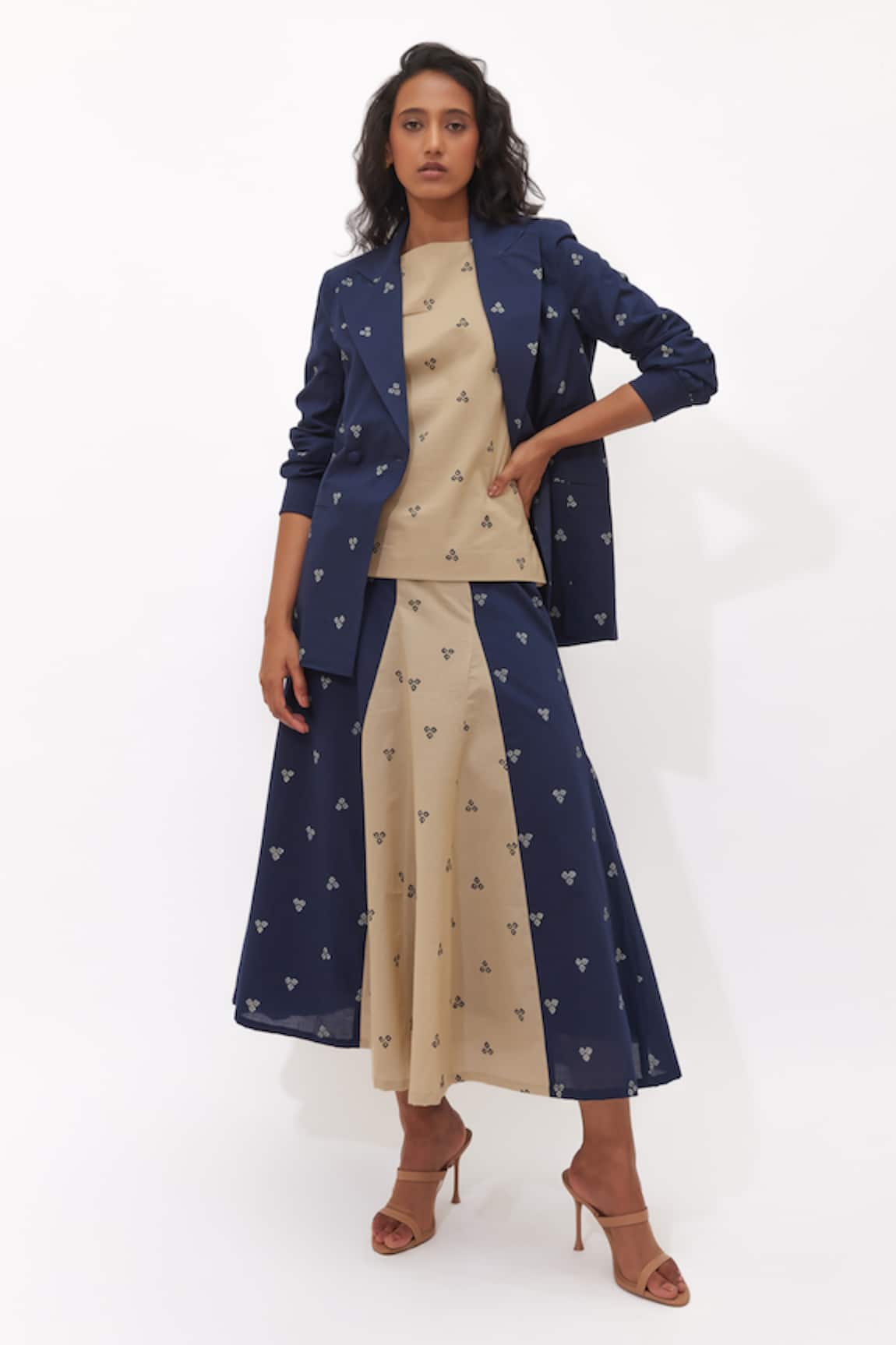Aapro Astrid Multi Colour Hand Block Printed Skirt Set 