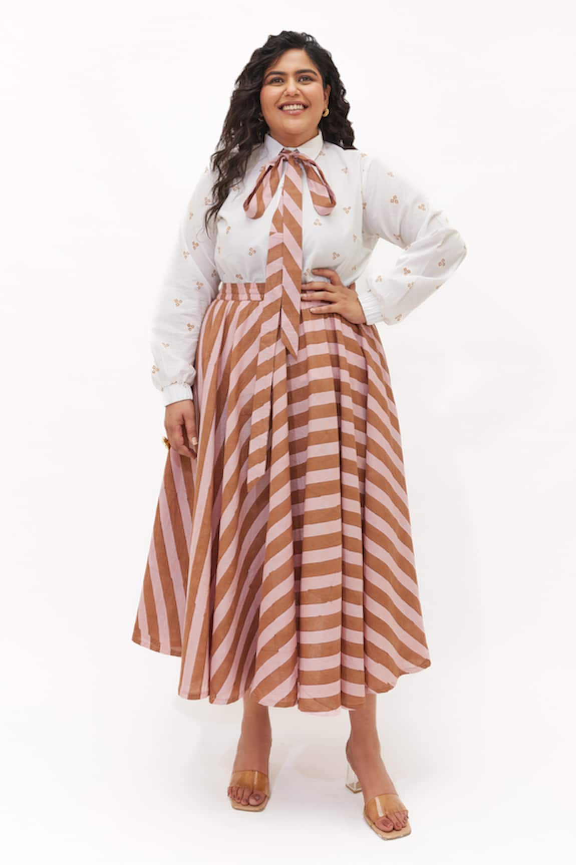 Aapro Roselle Multi Colour Hand Block Printed Skirt Set 