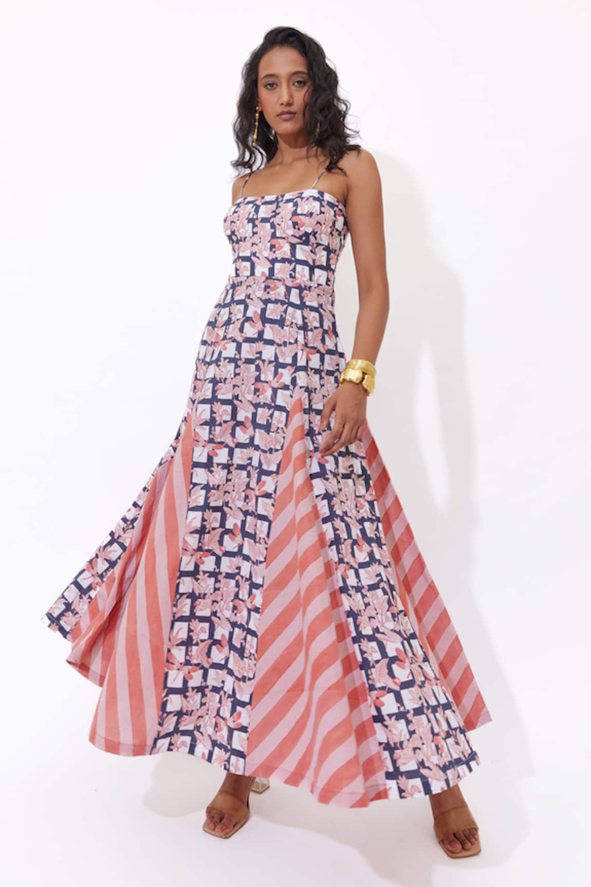 Aapro Briony Fit and Flare Hand Block Printed Dress 