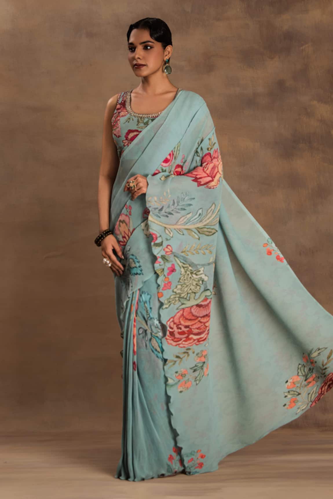 Preeti Mehta Blossom Pre-Draped Saree With Blouse 