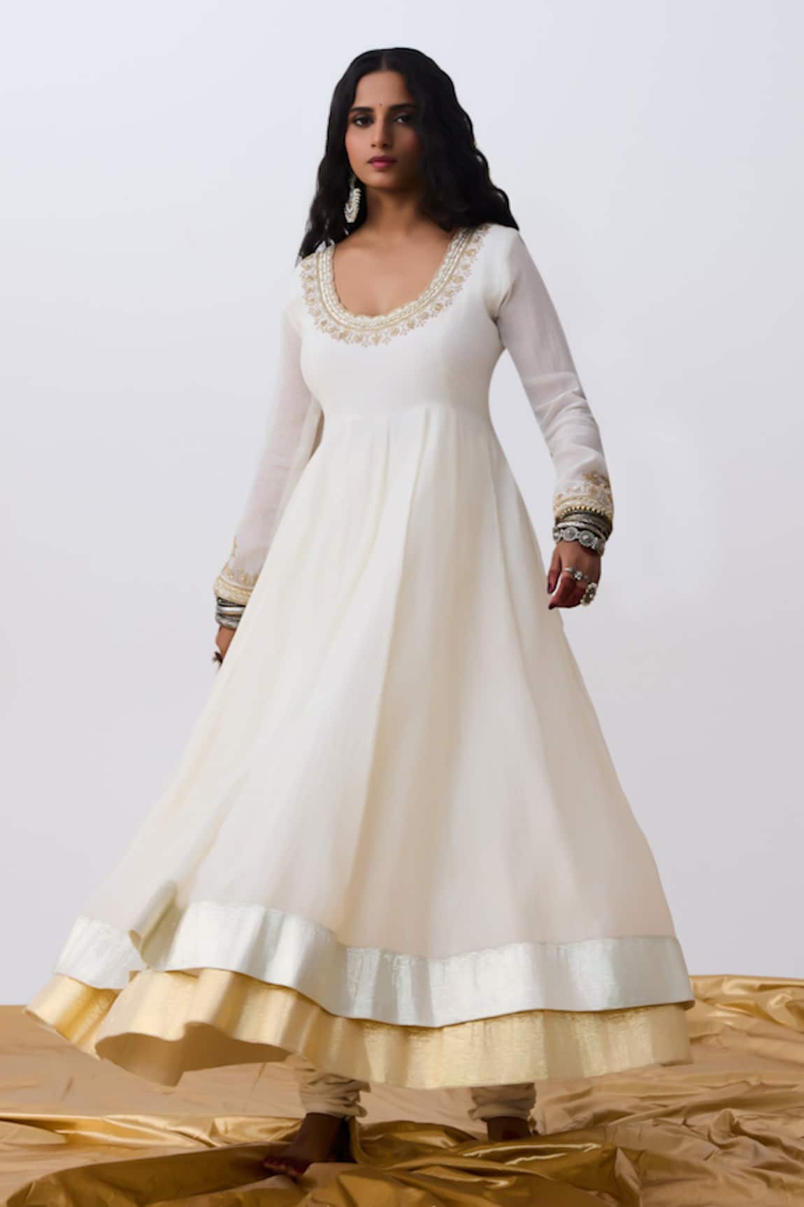 Pants And Pajamas Designer White Anarkali 