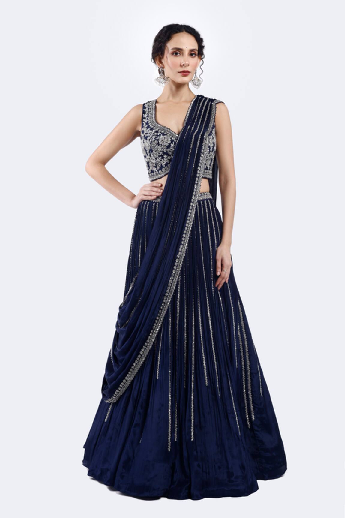 Onaya Pre-Draped Lehenga Saree & Embellished Blouse Set 