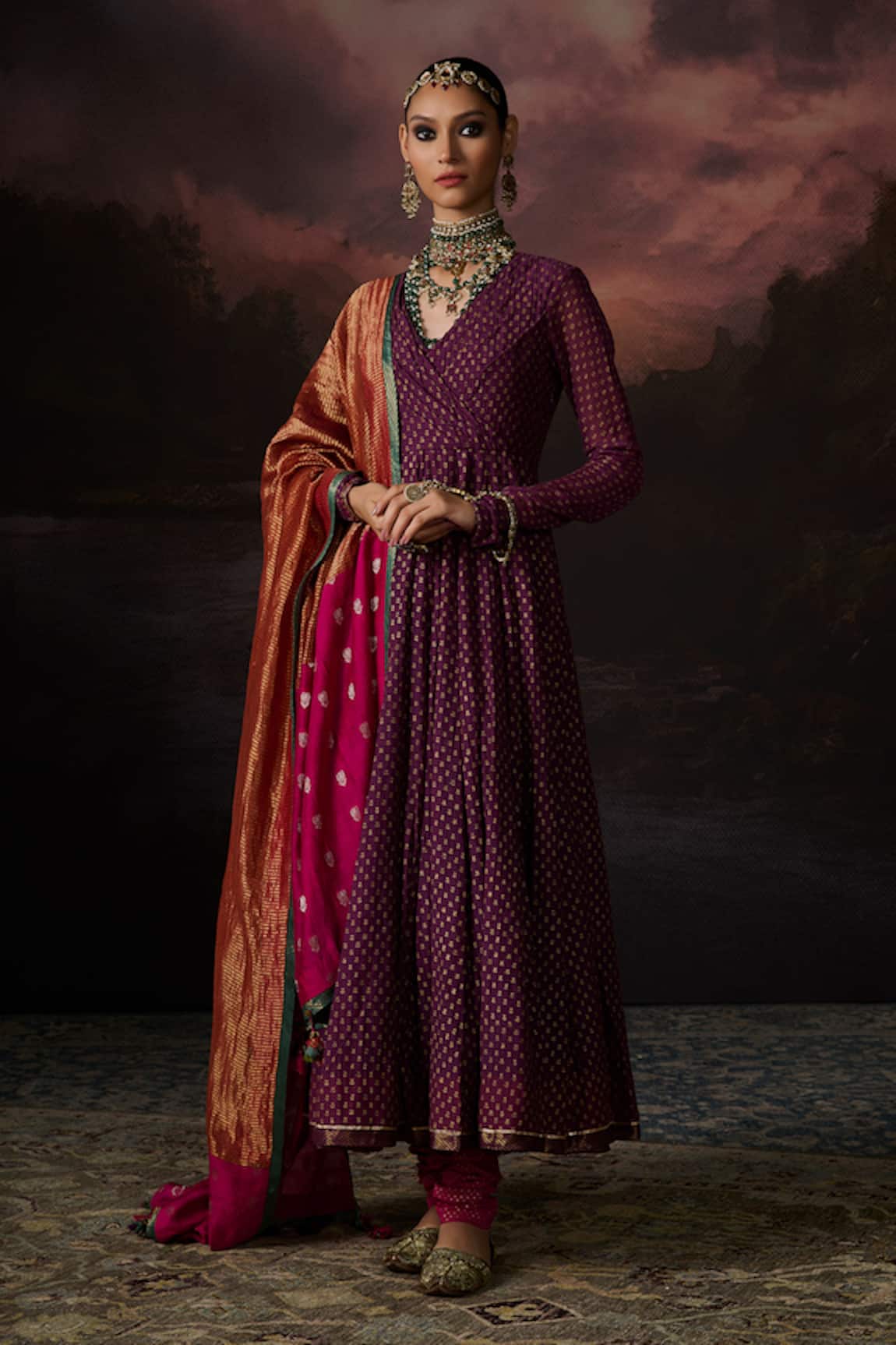 Swatti Kapoor Ambeer Floral Woven Jacket Anarkali Set 