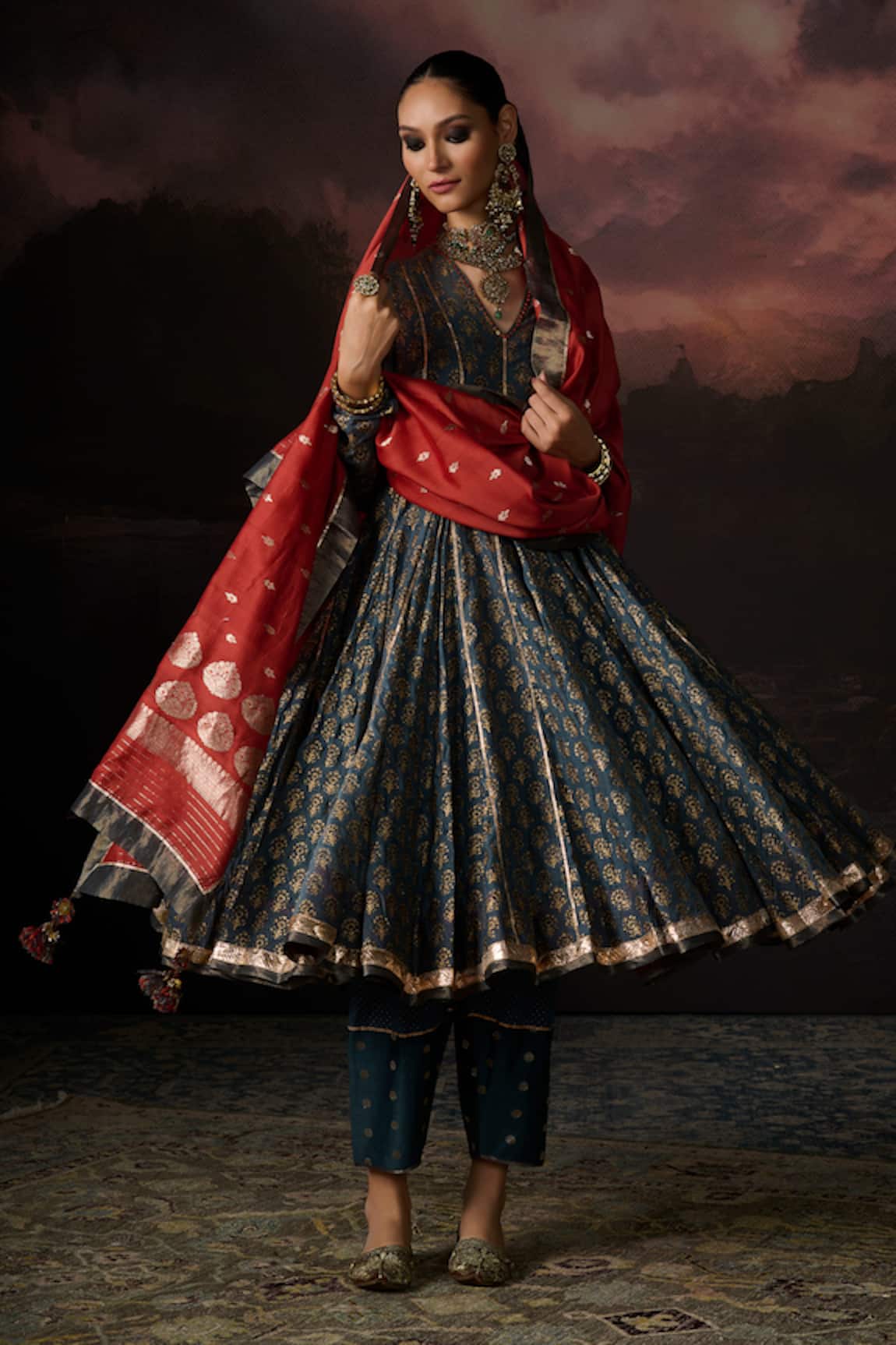 Swatti Kapoor Hina Stripe Woven Kurta Set 