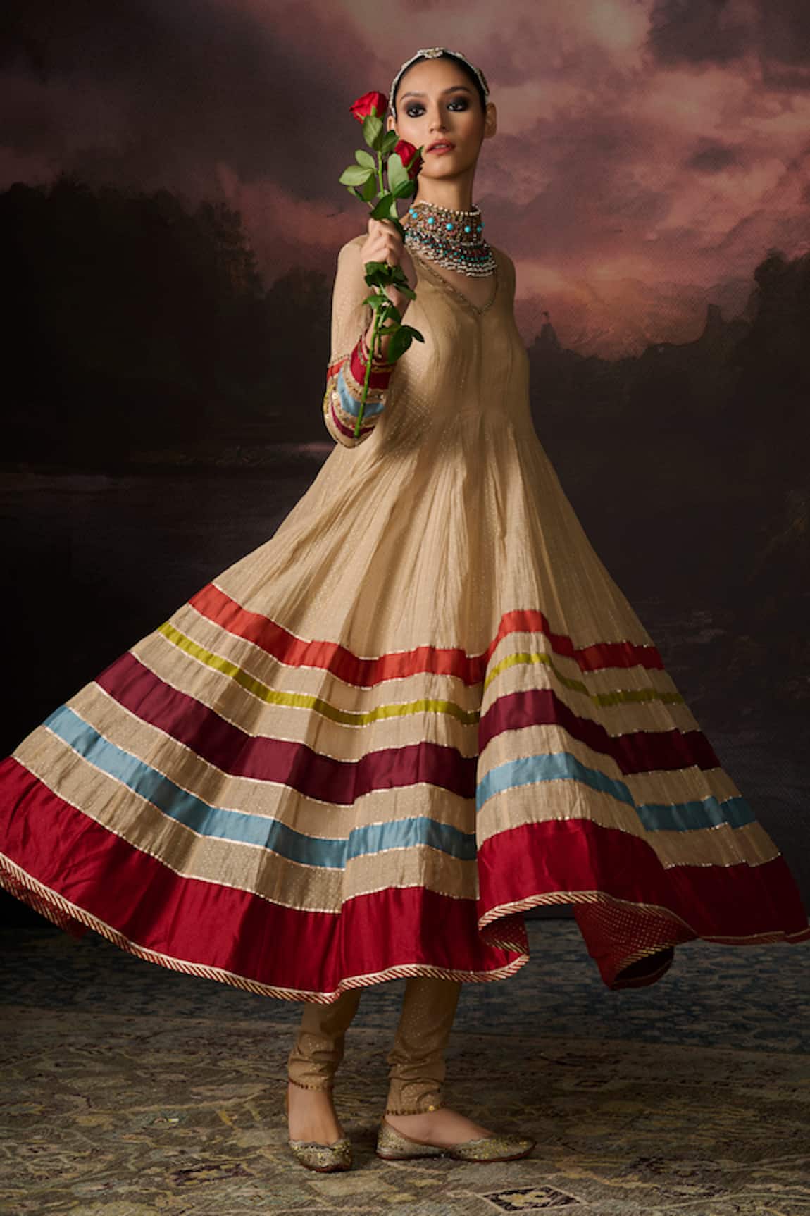 Swatti Kapoor Naira Colorblock Embroidered Anarkali 