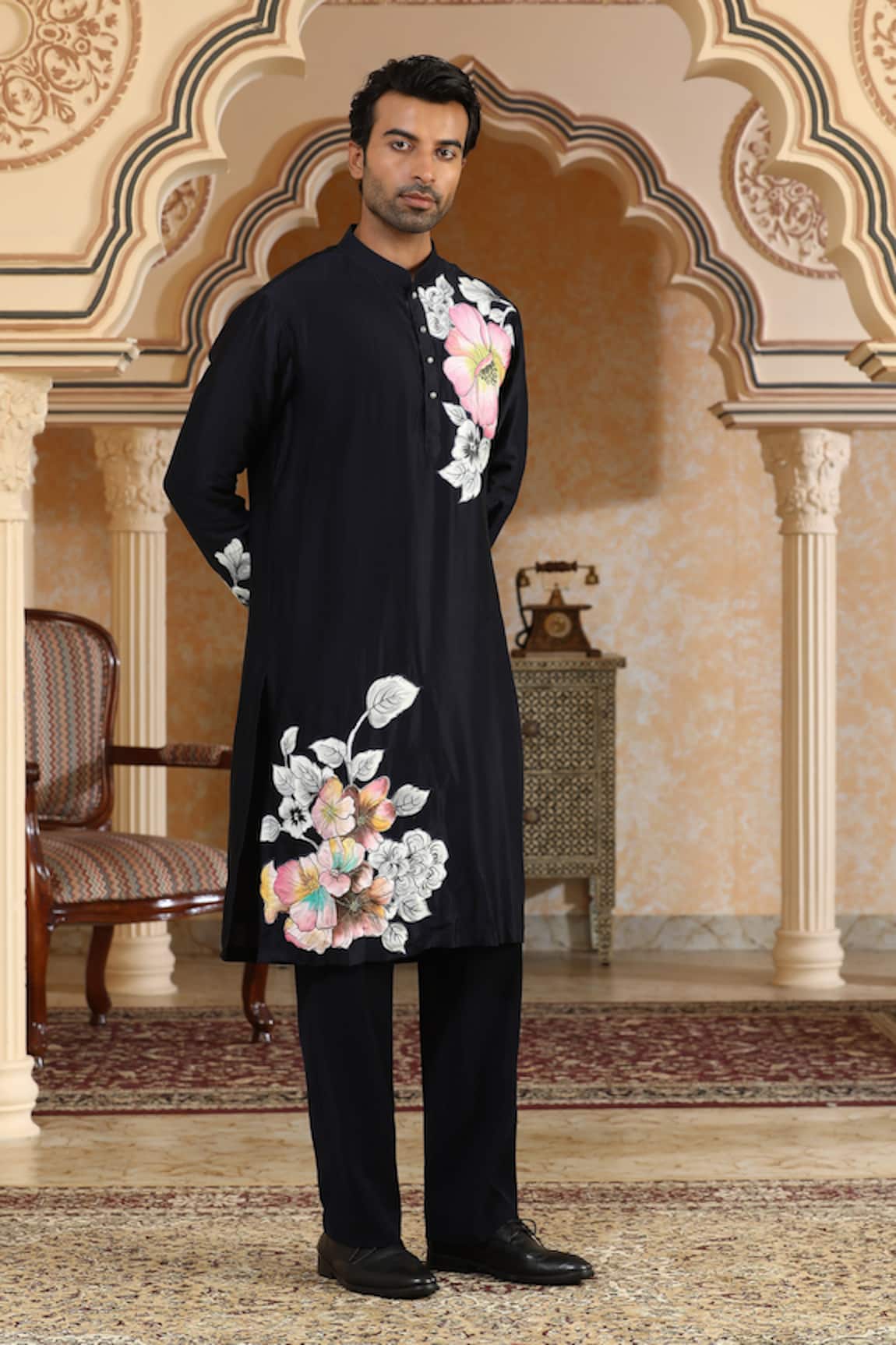 Kudrat Couture Handpainted Phoolkumar Kurta Set 