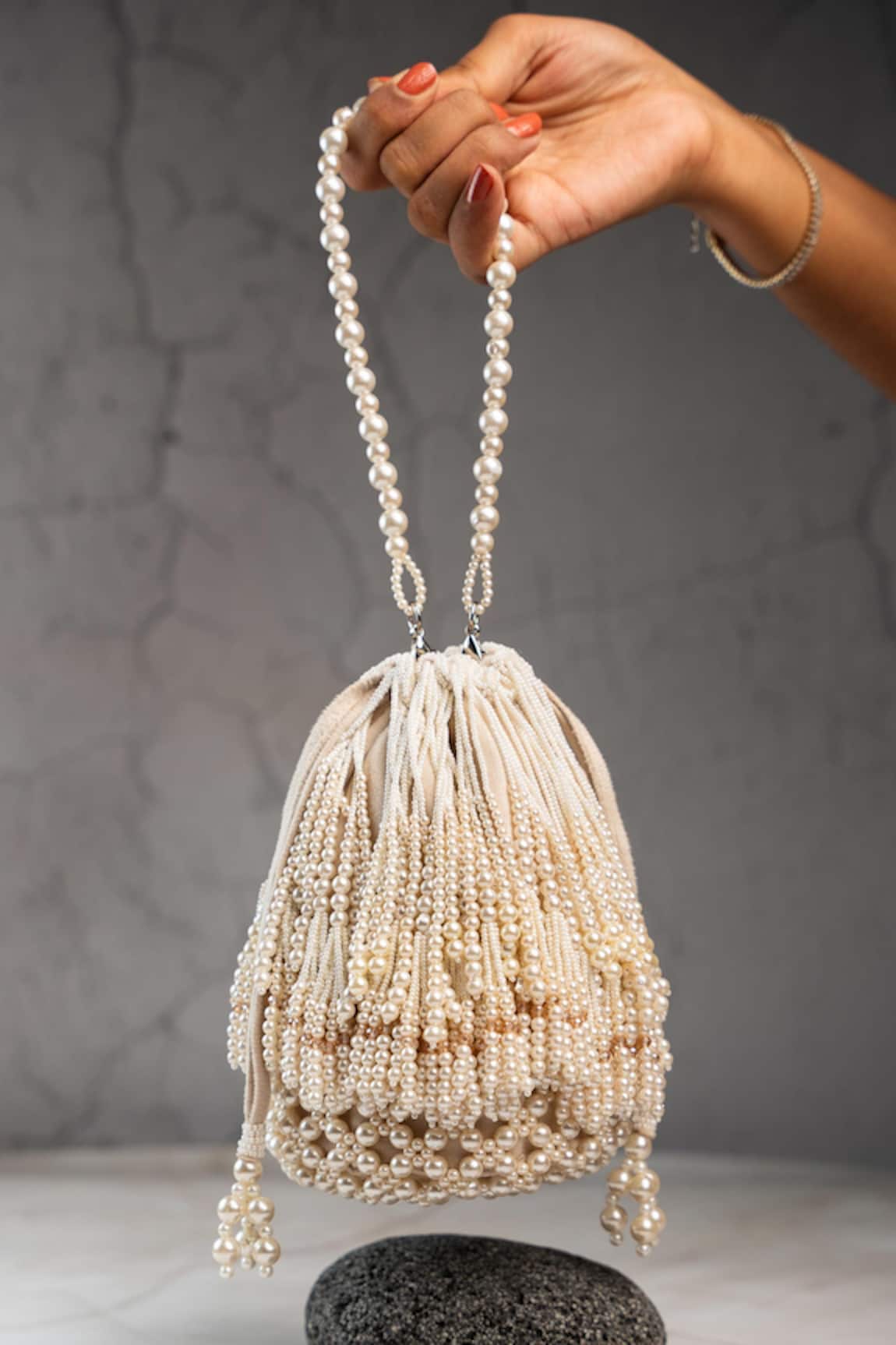 Nayaab By Sonia Raindrops Pearl Tassel Potli 